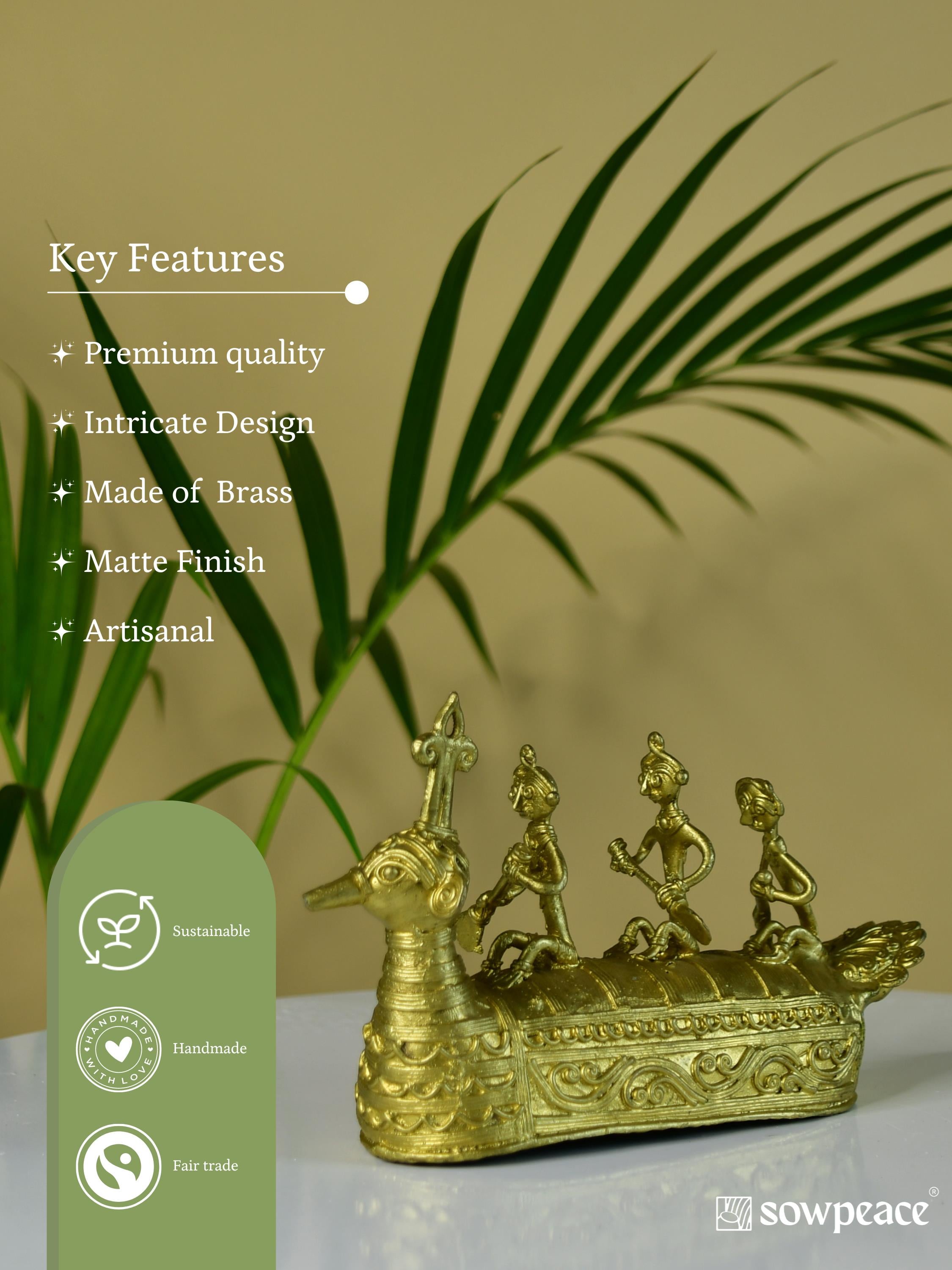 Sowpeace Premium Brass Dhokra Art Ancient Boat