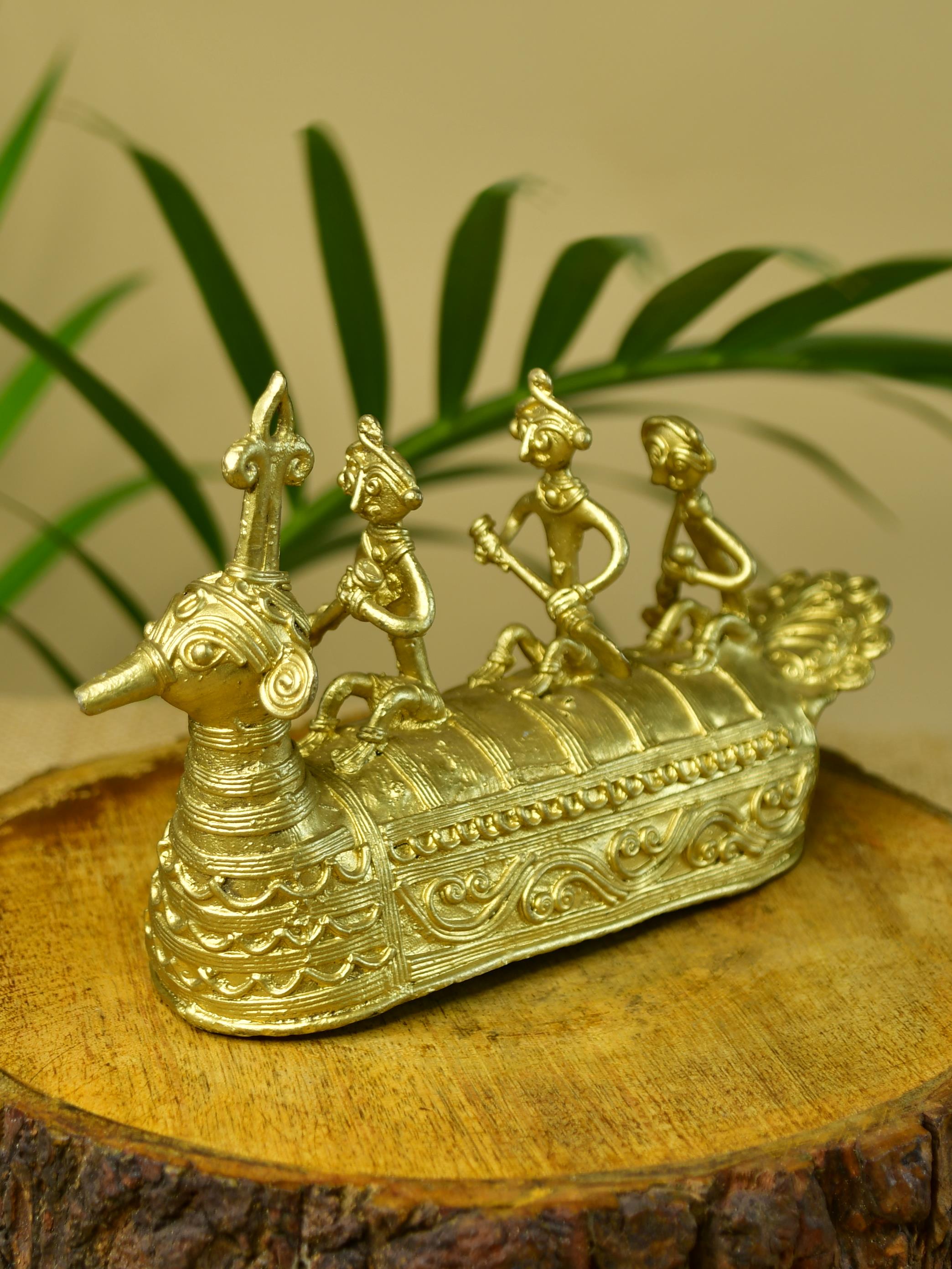 Sowpeace Premium Brass Dhokra Art Ancient Boat