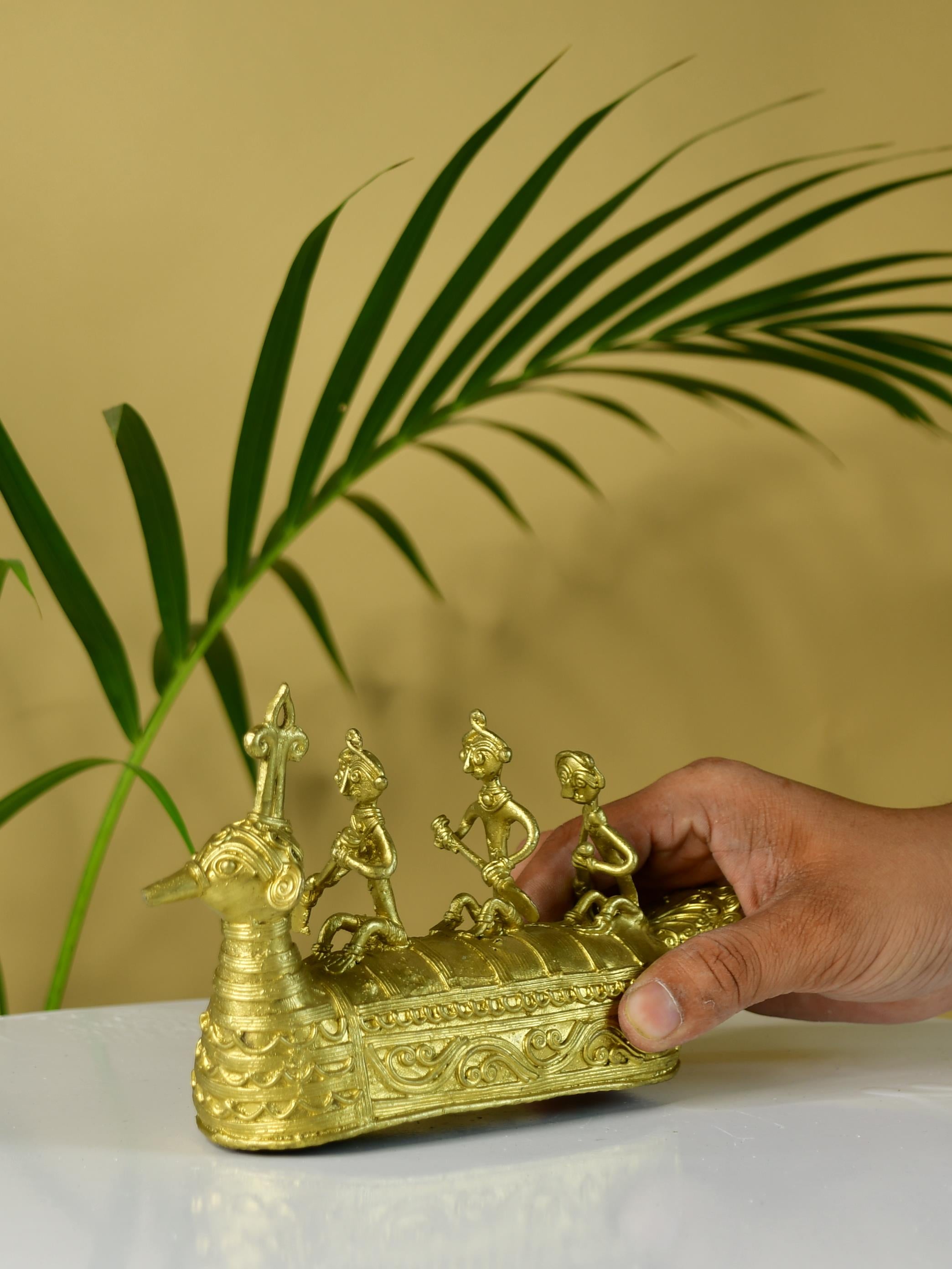 Sowpeace Premium Brass Dhokra Art Ancient Boat