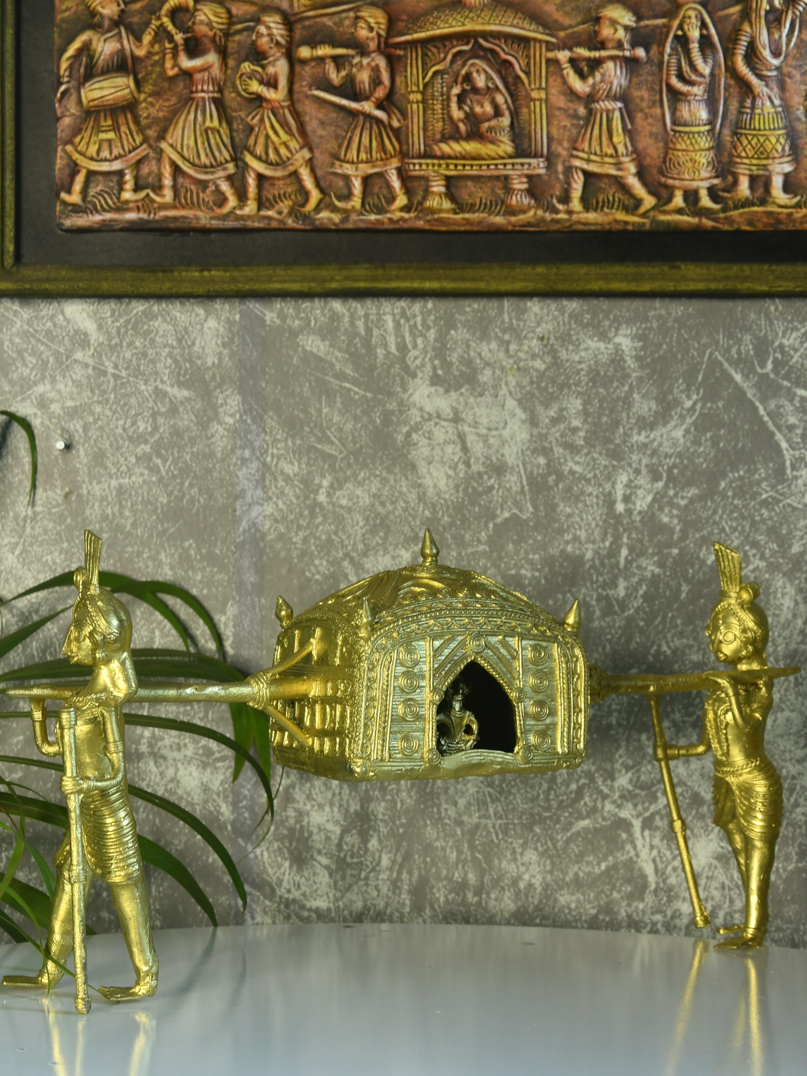 Sowpeace Brass Dhokra Art Wedding Palki: Elite Décor