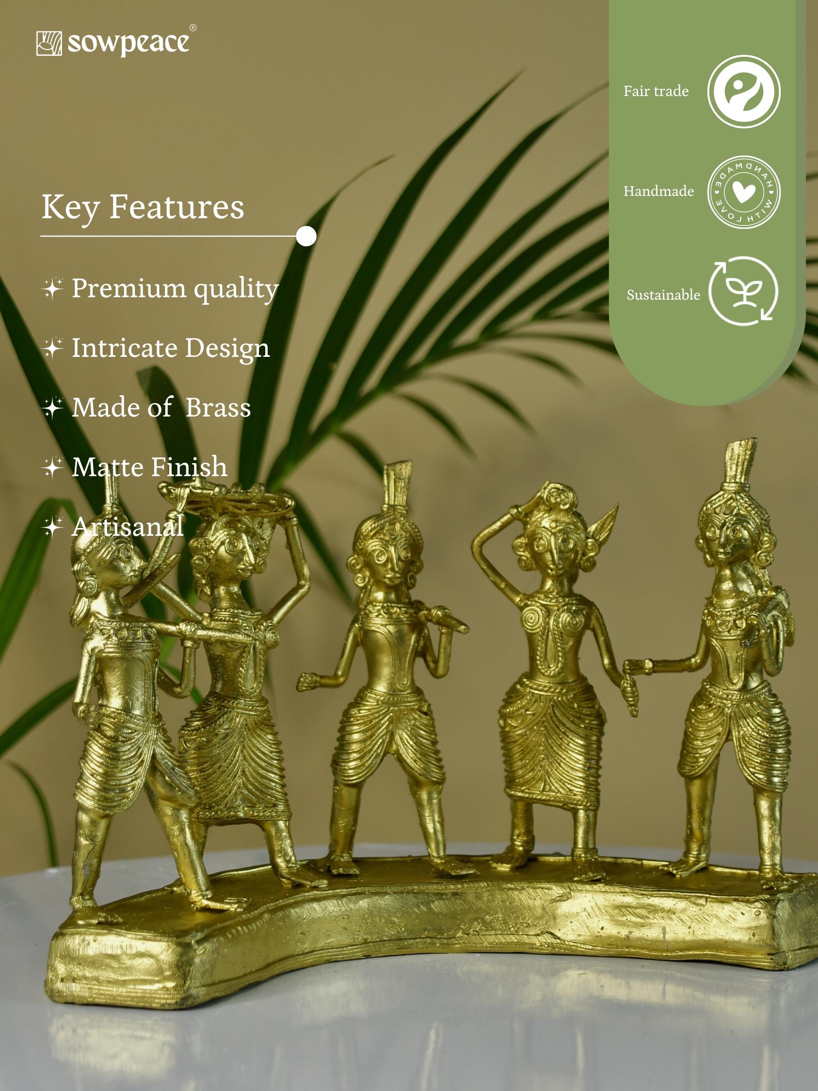 Sowpeace Exquisite Brass Dhokra Art Farmers Set: Premium Decor
