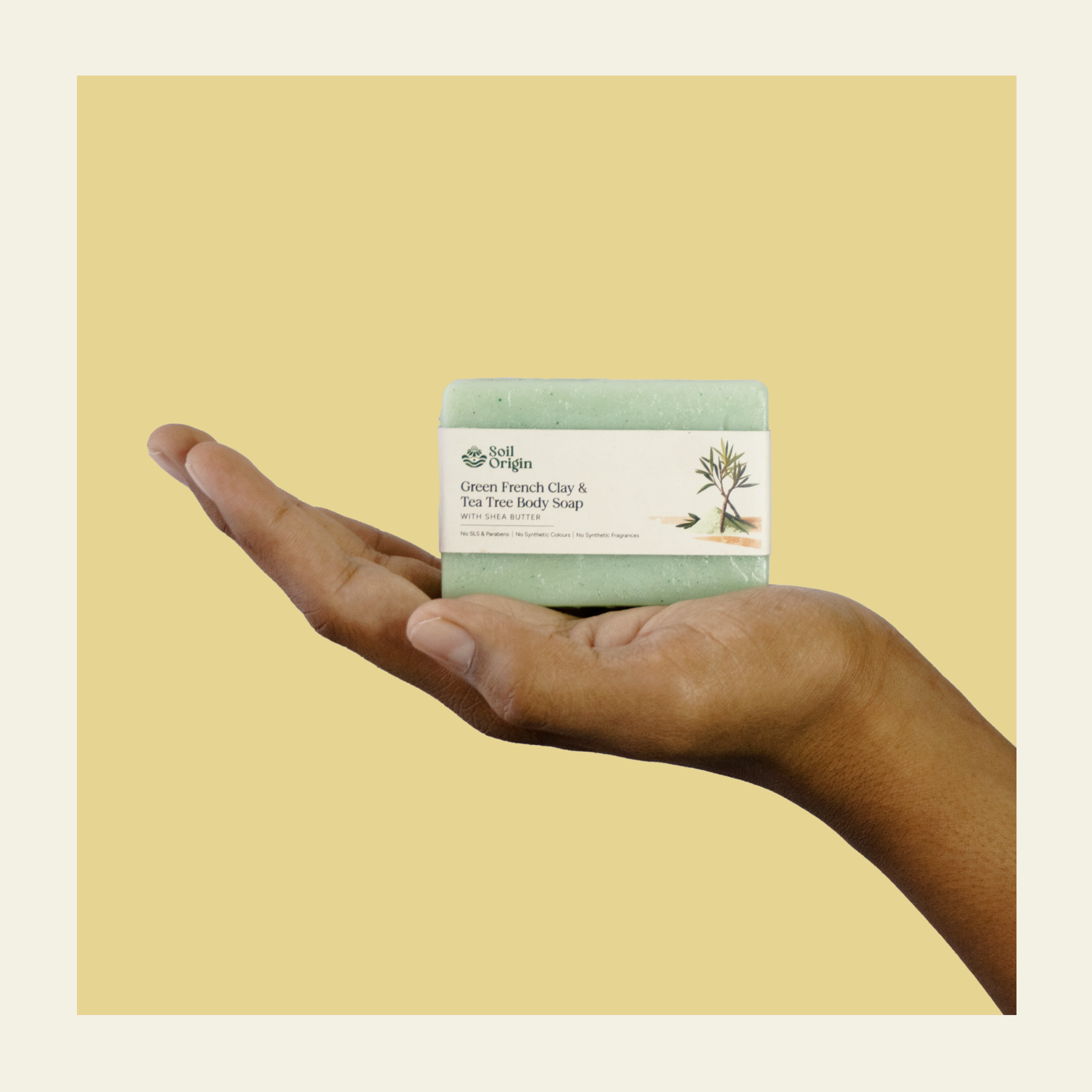 Soil Origin Green French Clay & Tea Tree Body Soap With Shea Butter - 100 Gm