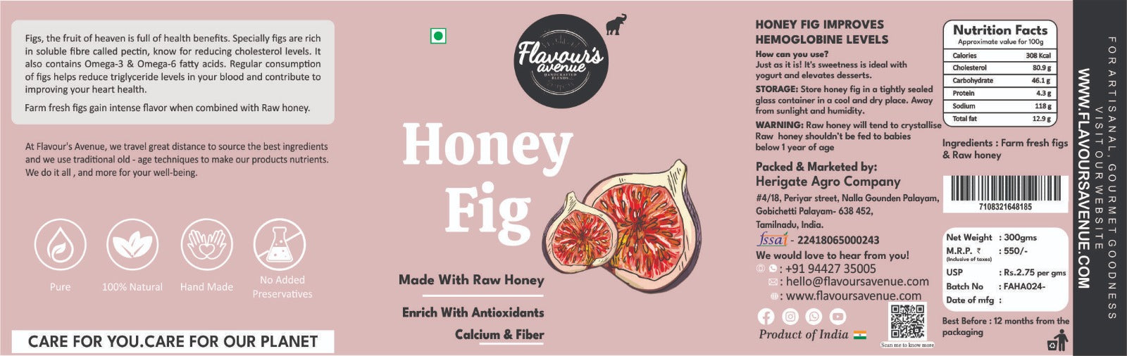 Flavours Avenue Fig Honey 300g