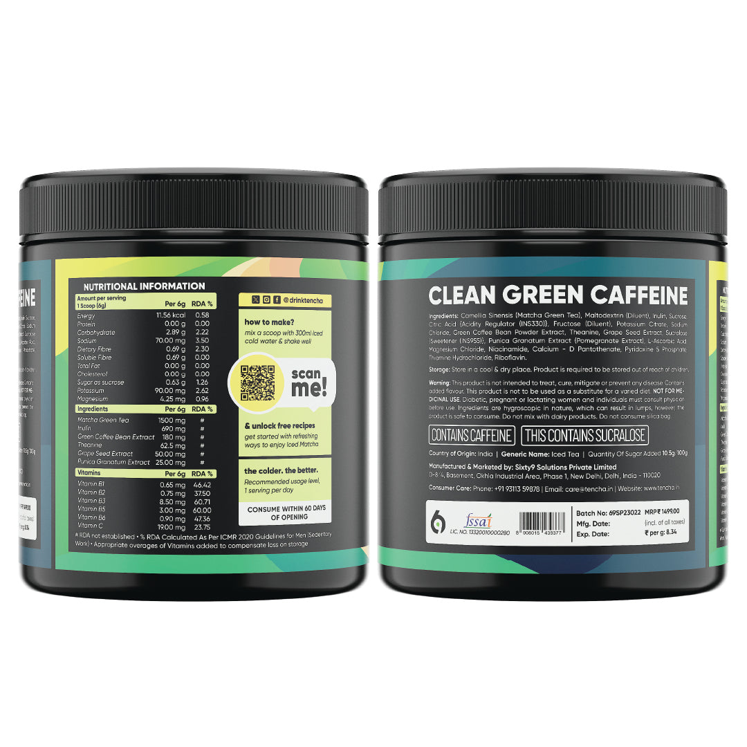 Tencha Iced Matcha Energy Drink, 30 Servings Jar, 180 GM