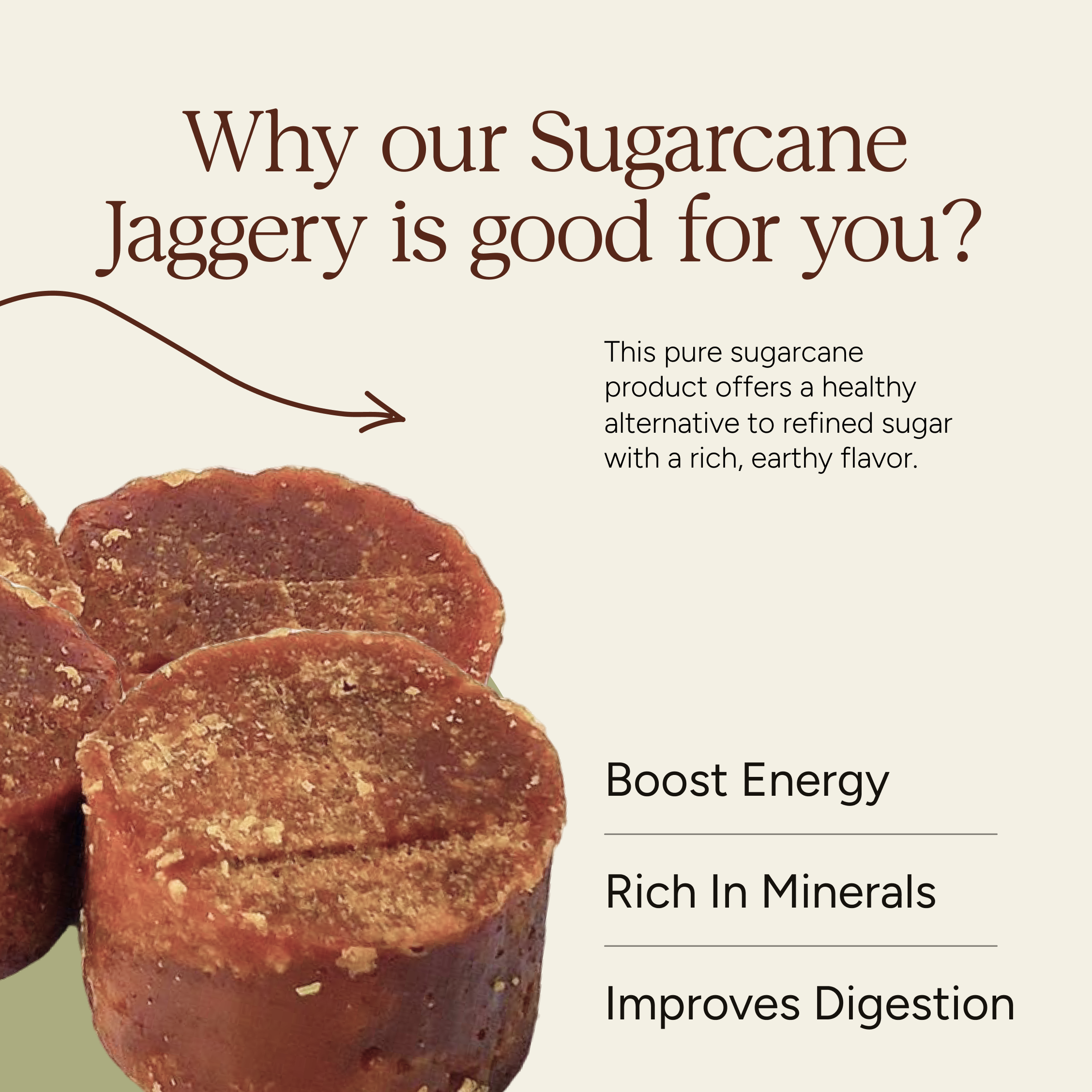 Soil Origin Sugarcane Jaggery Block - 900 Gm