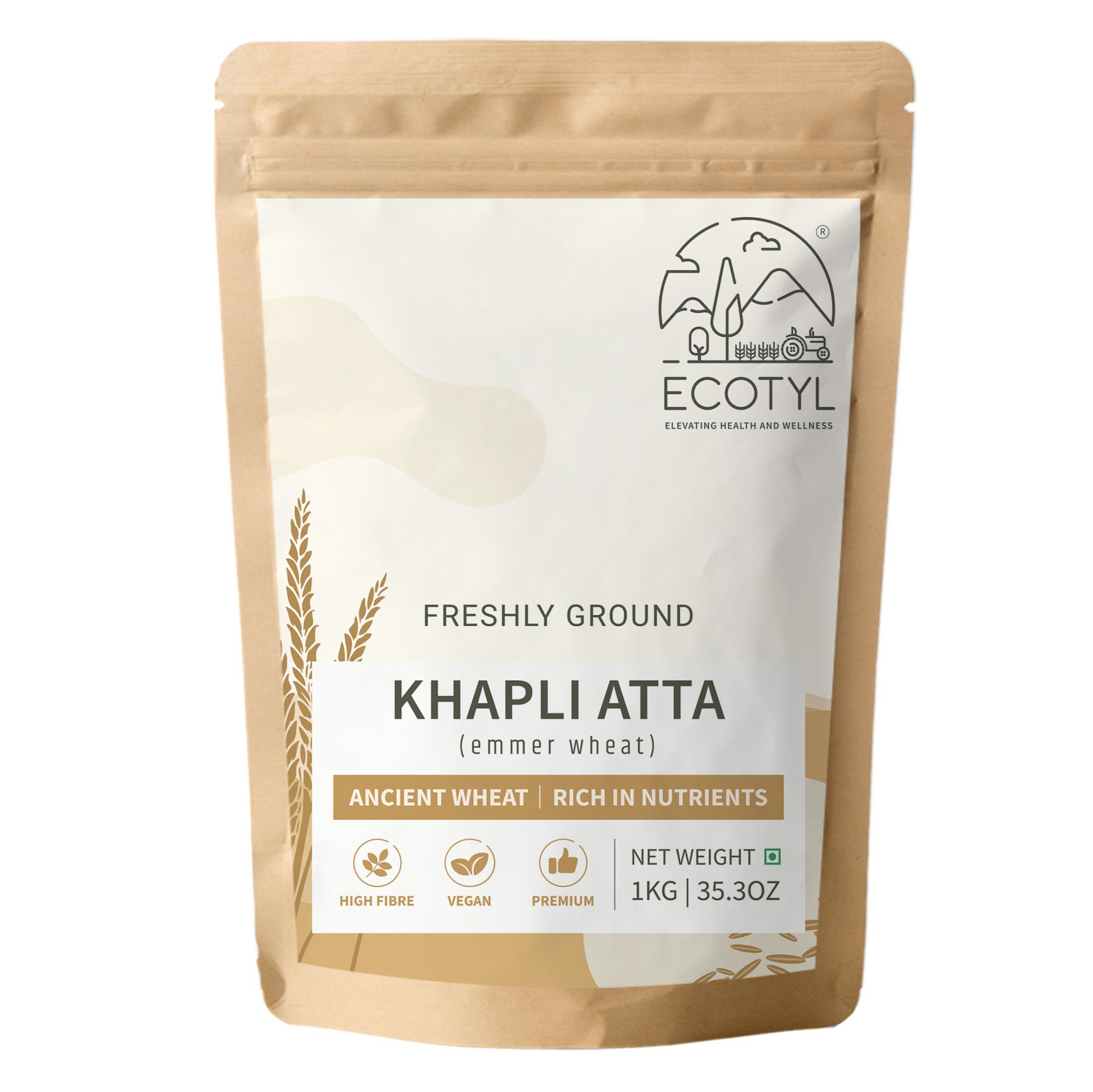 Ecotyl Khapli Atta | Emmer Wheat | Low Gluten | 1kg