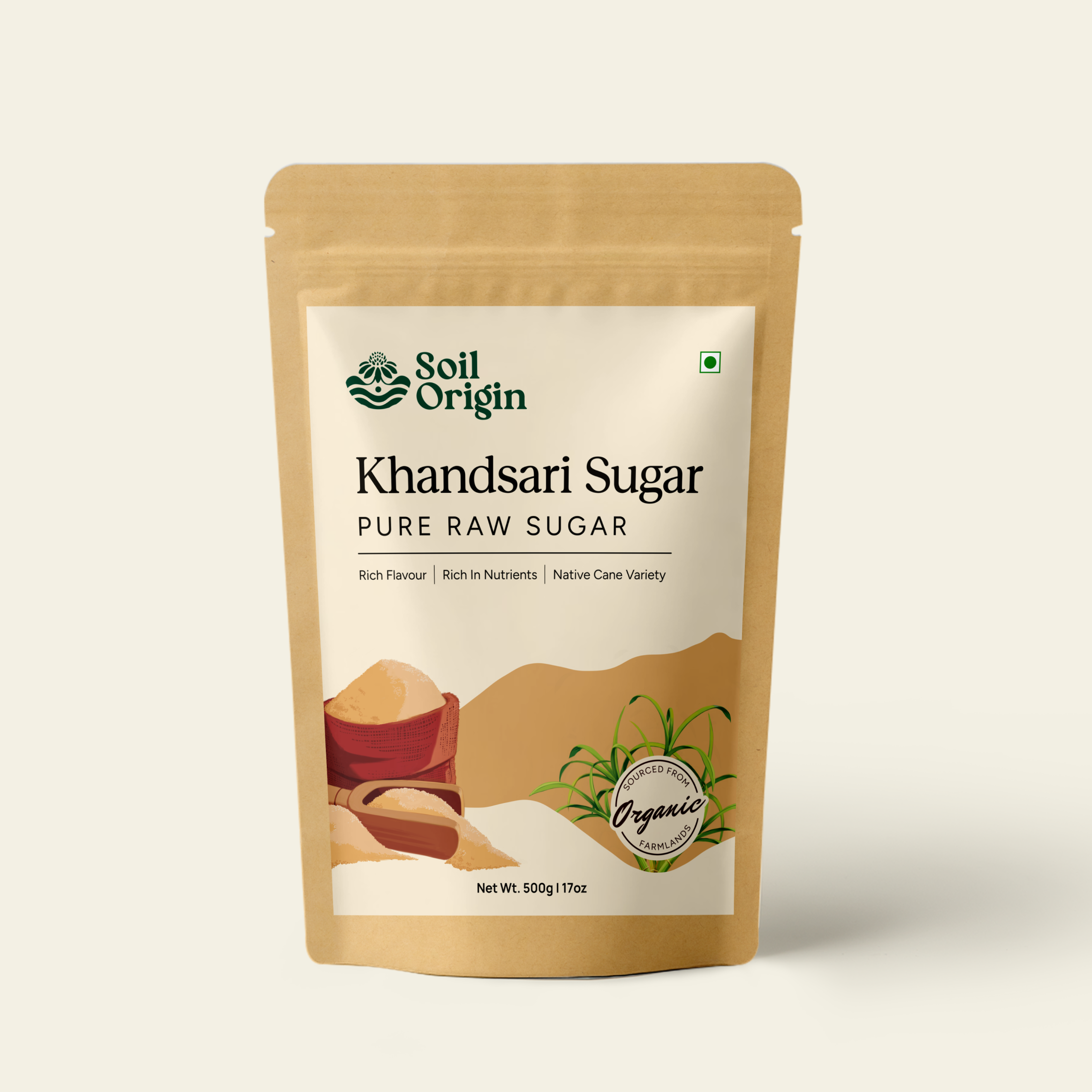 Soil Origin Khandsari Sugar (Raw Sugar) - 500 Gm