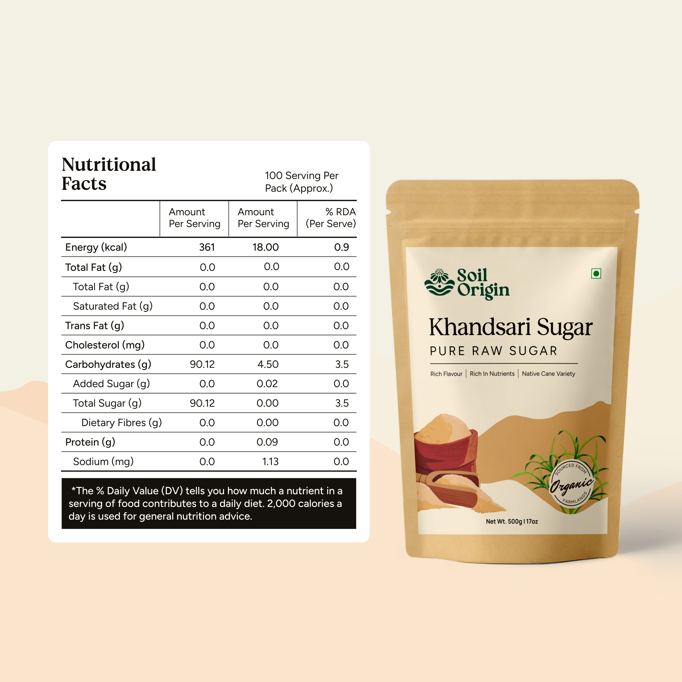Soil Origin Khandsari Sugar (Raw Sugar) - 500 Gm
