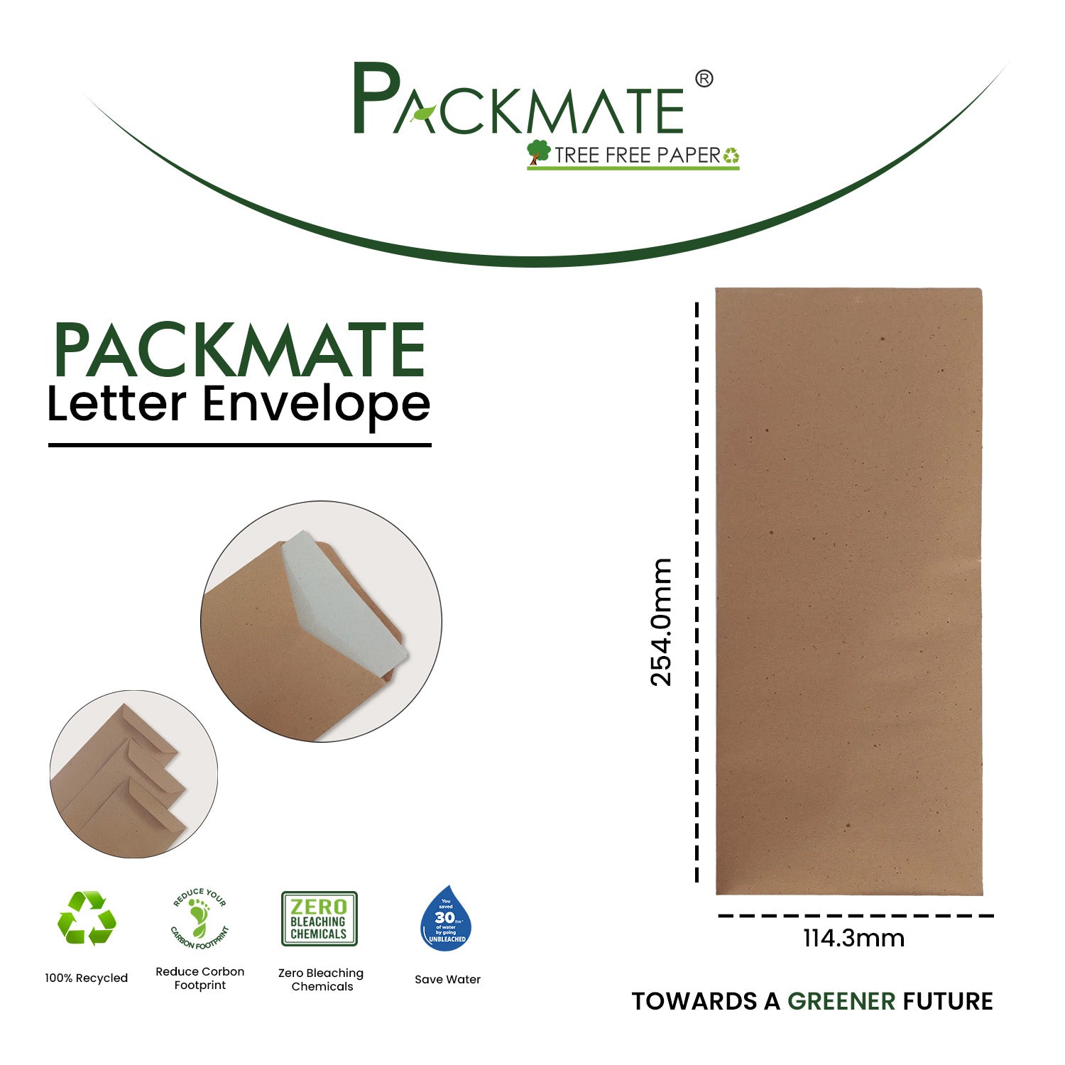 Packmate Letter Envelope (Pack of 50 Envelope) Made From 100% Recycled Paper