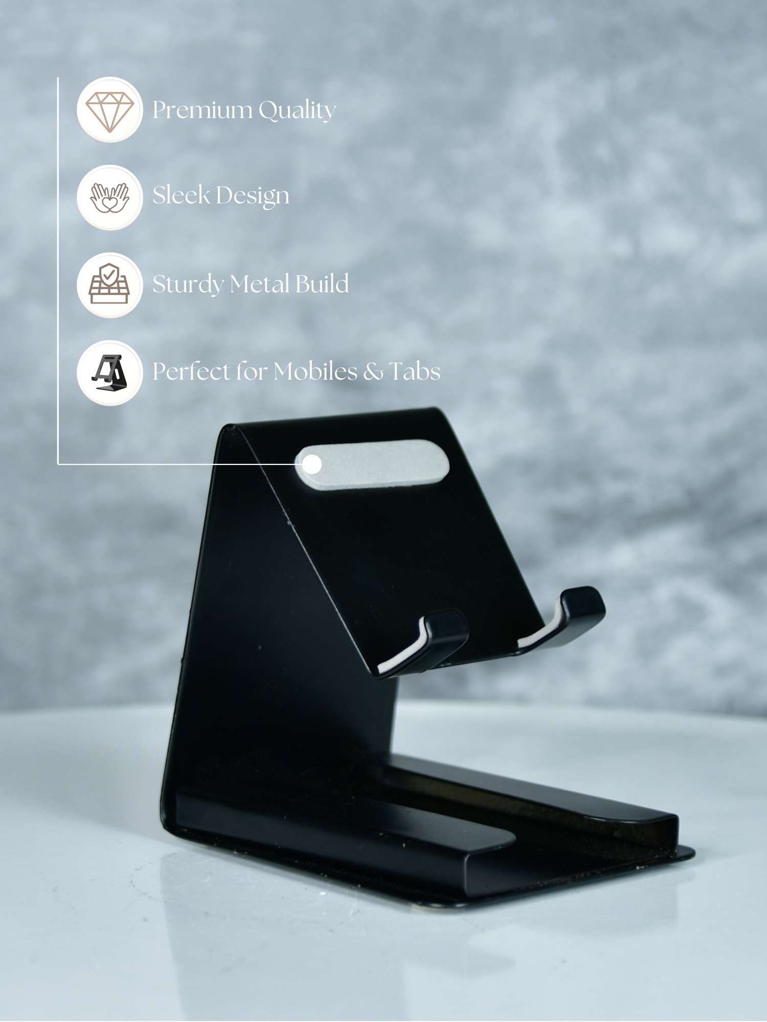 Sowpeace - White Padded Metal Phone Stand with Card Holder