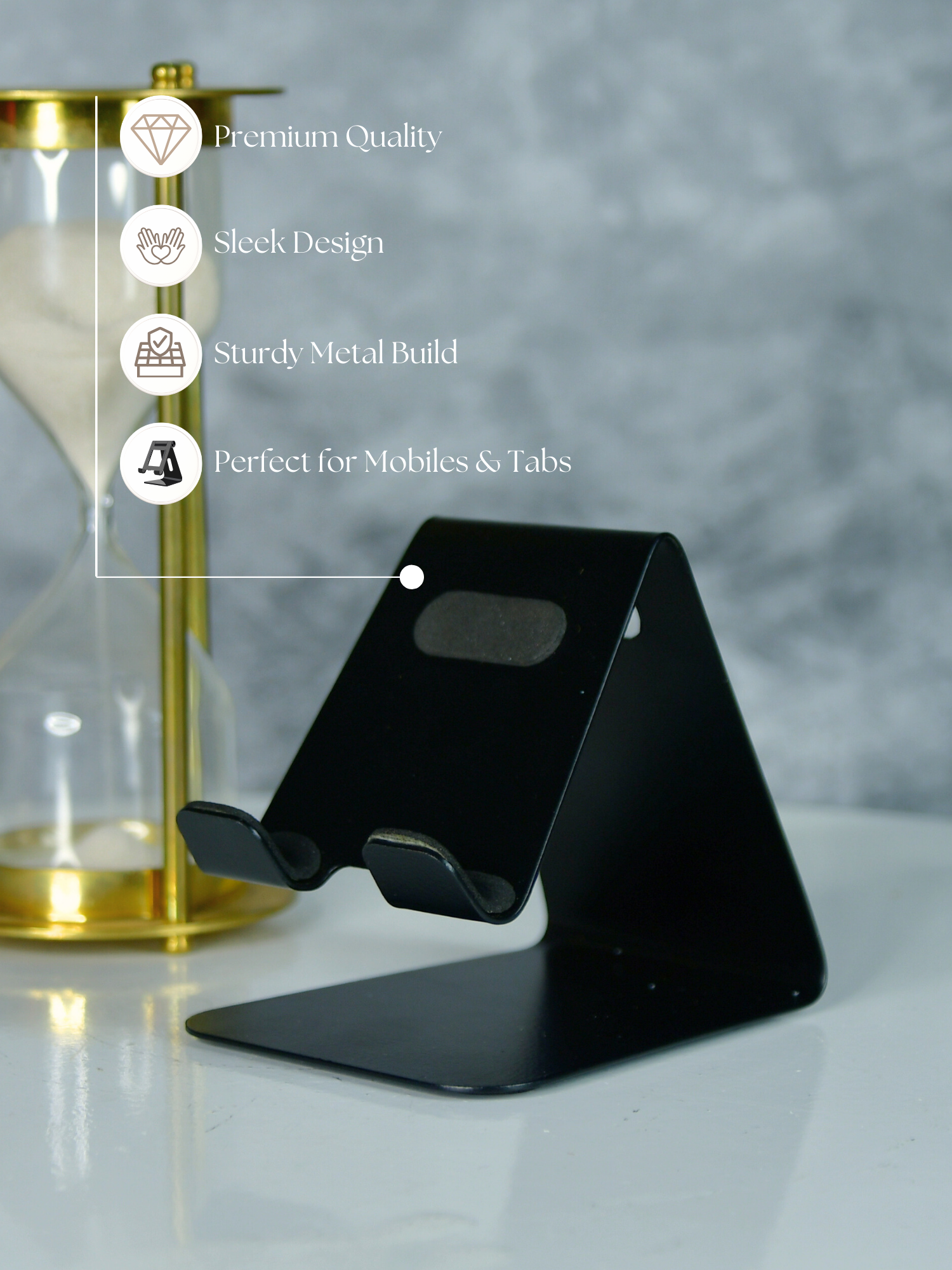 Sowpeace - Trendy Black Metal Phone Holder - Perfect Gift