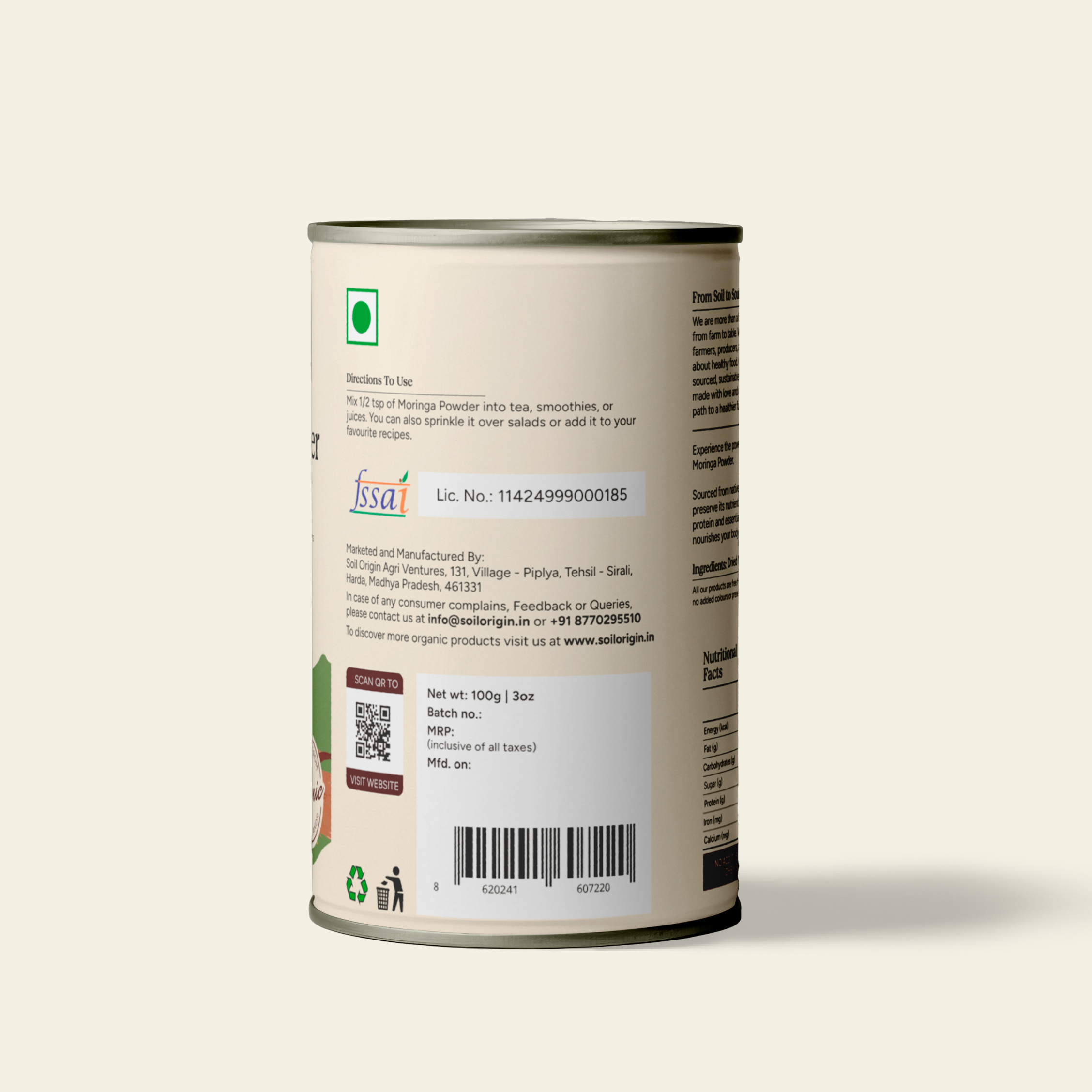 Soil Origin Moringa Powder - 100 Gm