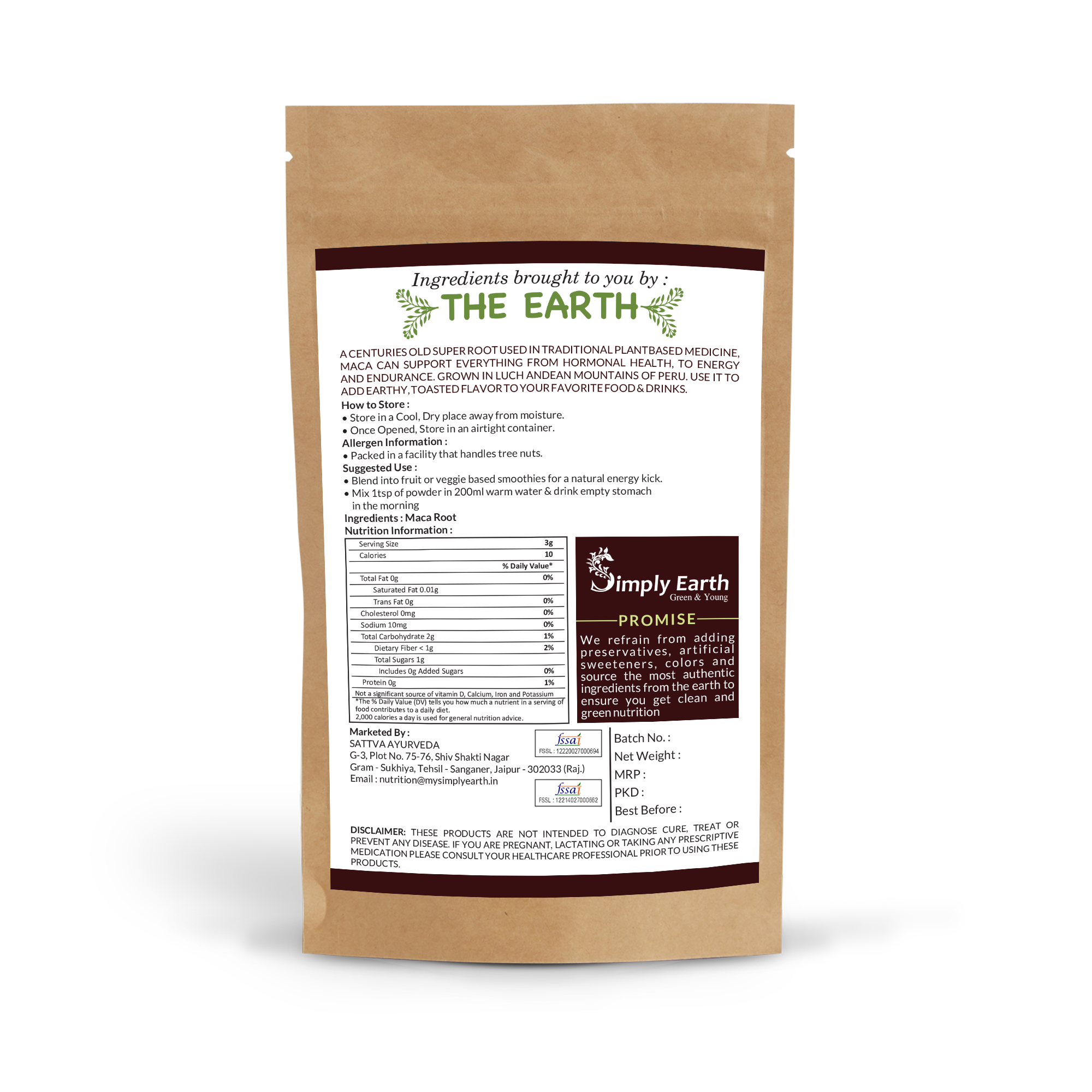Simply Earth Peruvian Maca Root Powder -100 GM