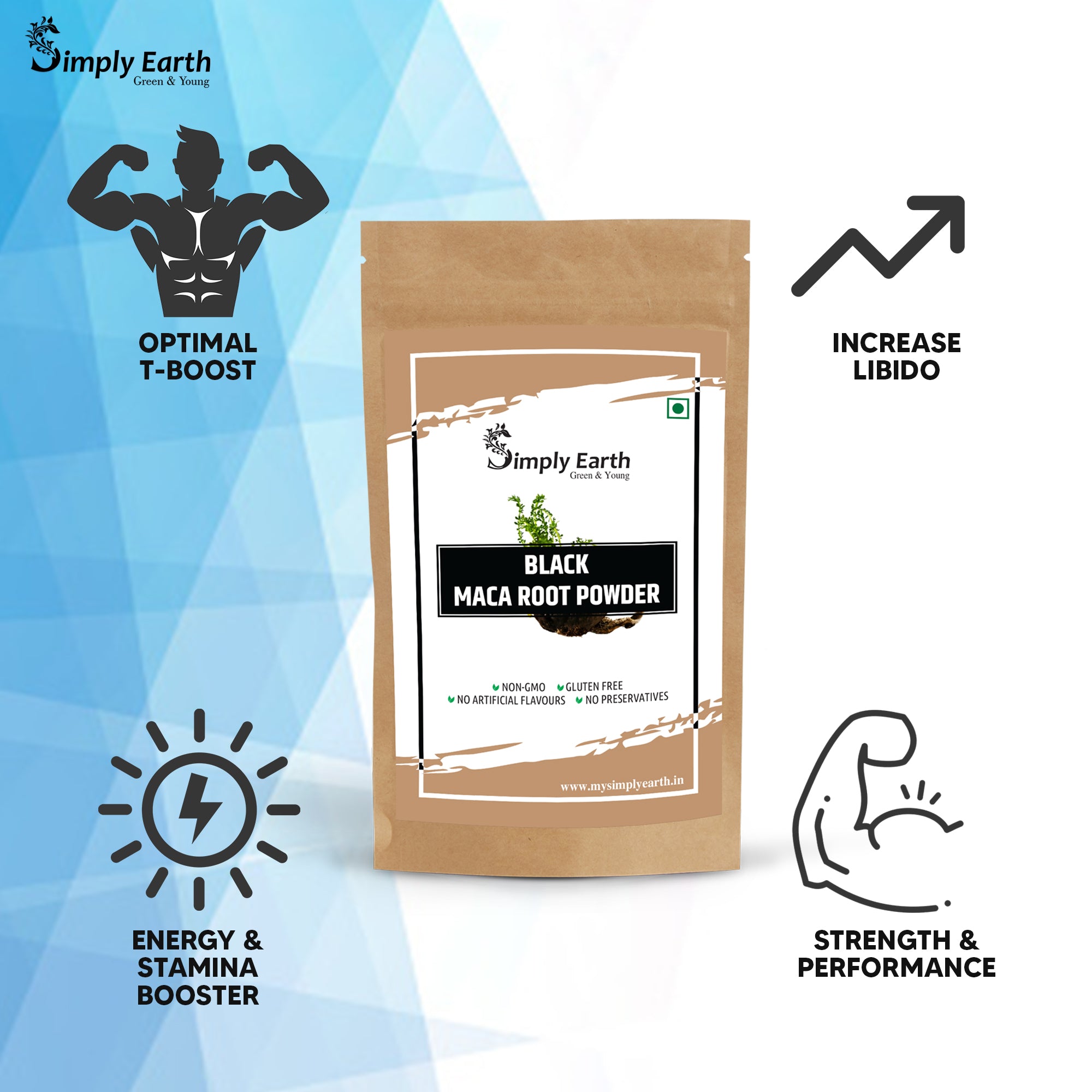 Simply Earth Peruvian Black Maca Root Powder - 100 GM
