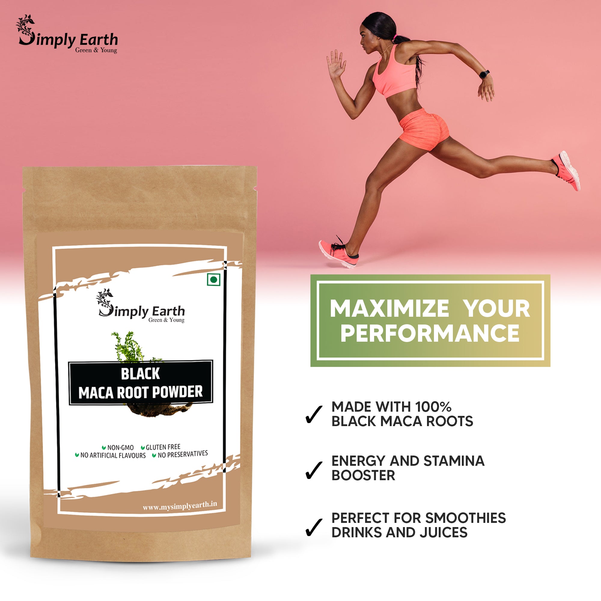 Simply Earth Peruvian Black Maca Root Powder - 100 GM