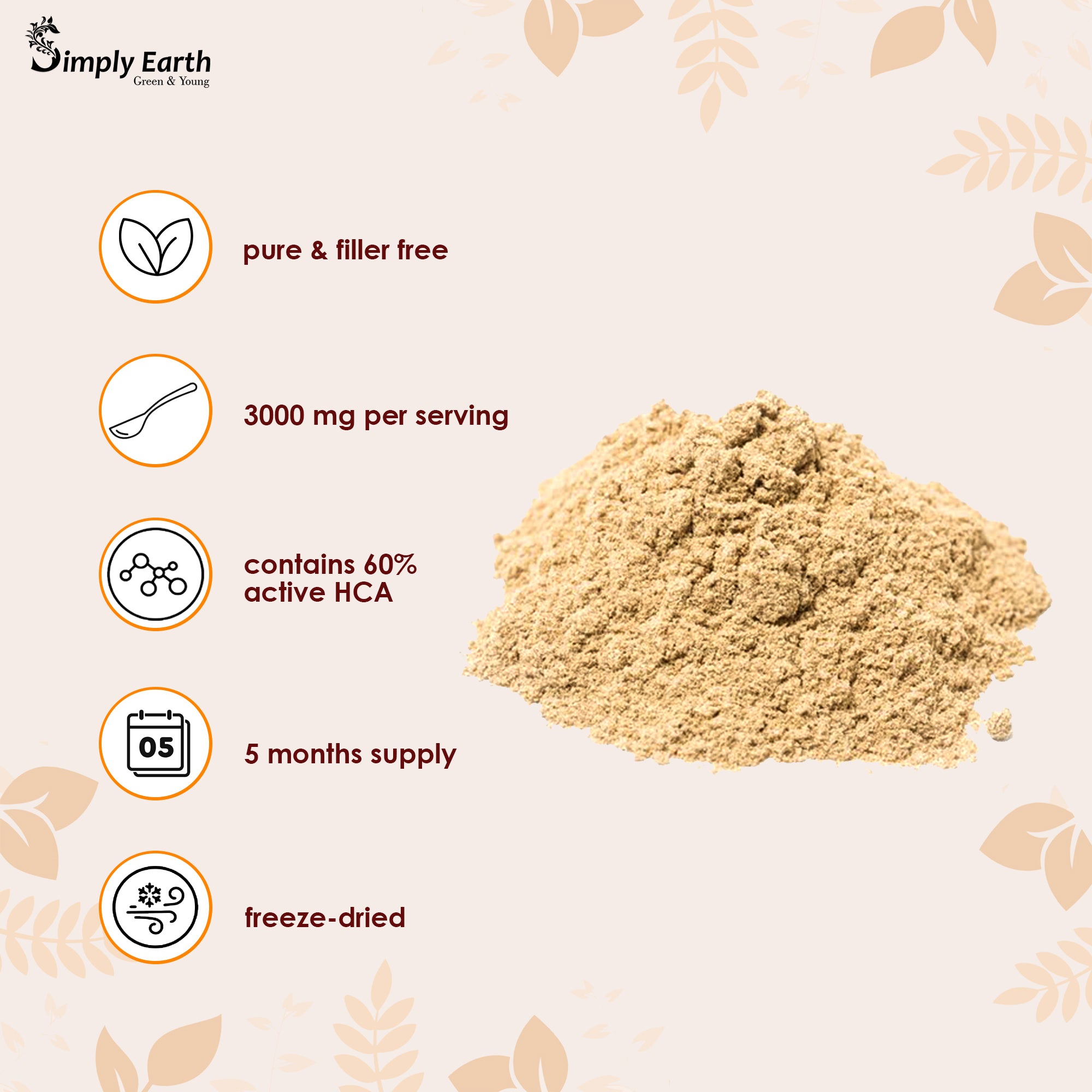 Simply Earth Pure Natural Garcinia Cambogia Fruit Extract 60% HCA - 200 GM