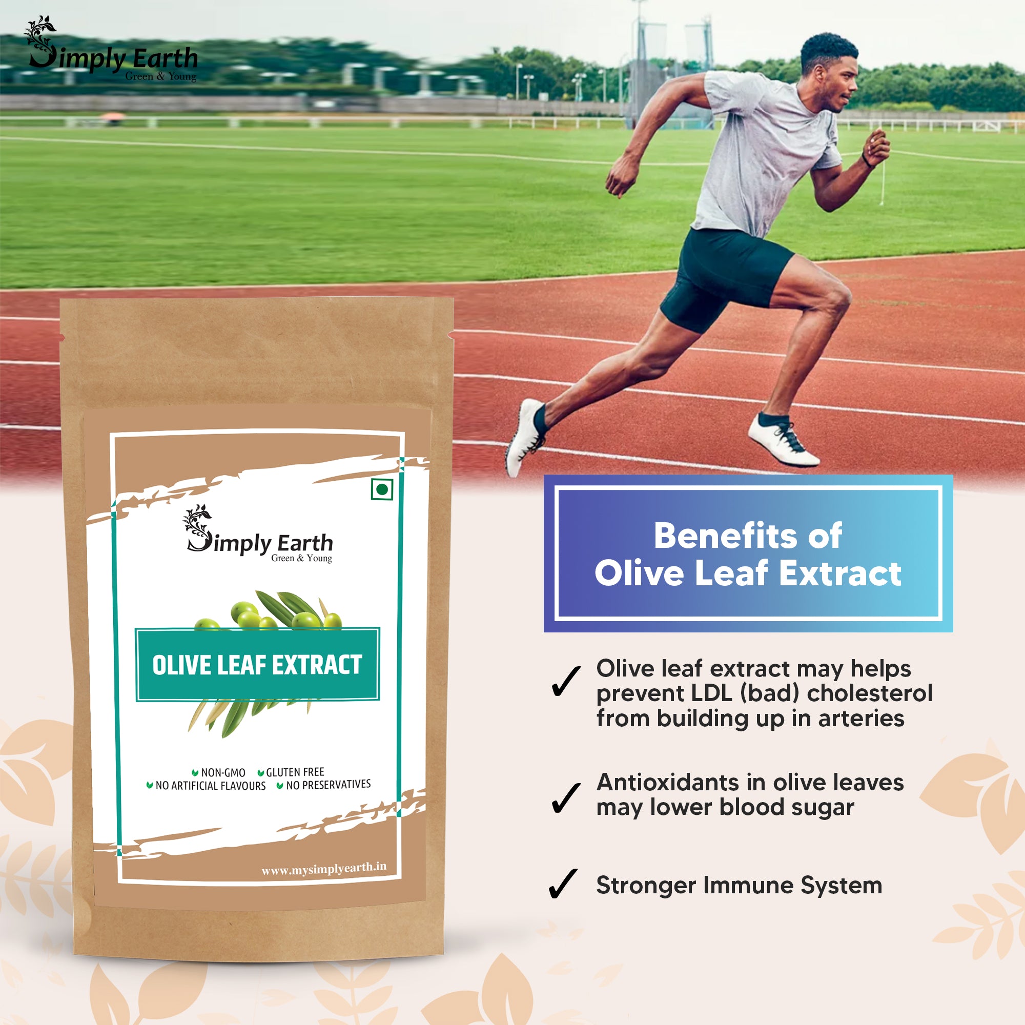 Simply Earth Natural Olive Leaf Extract | Super Strength: 10% Oleuropein - 100 GM