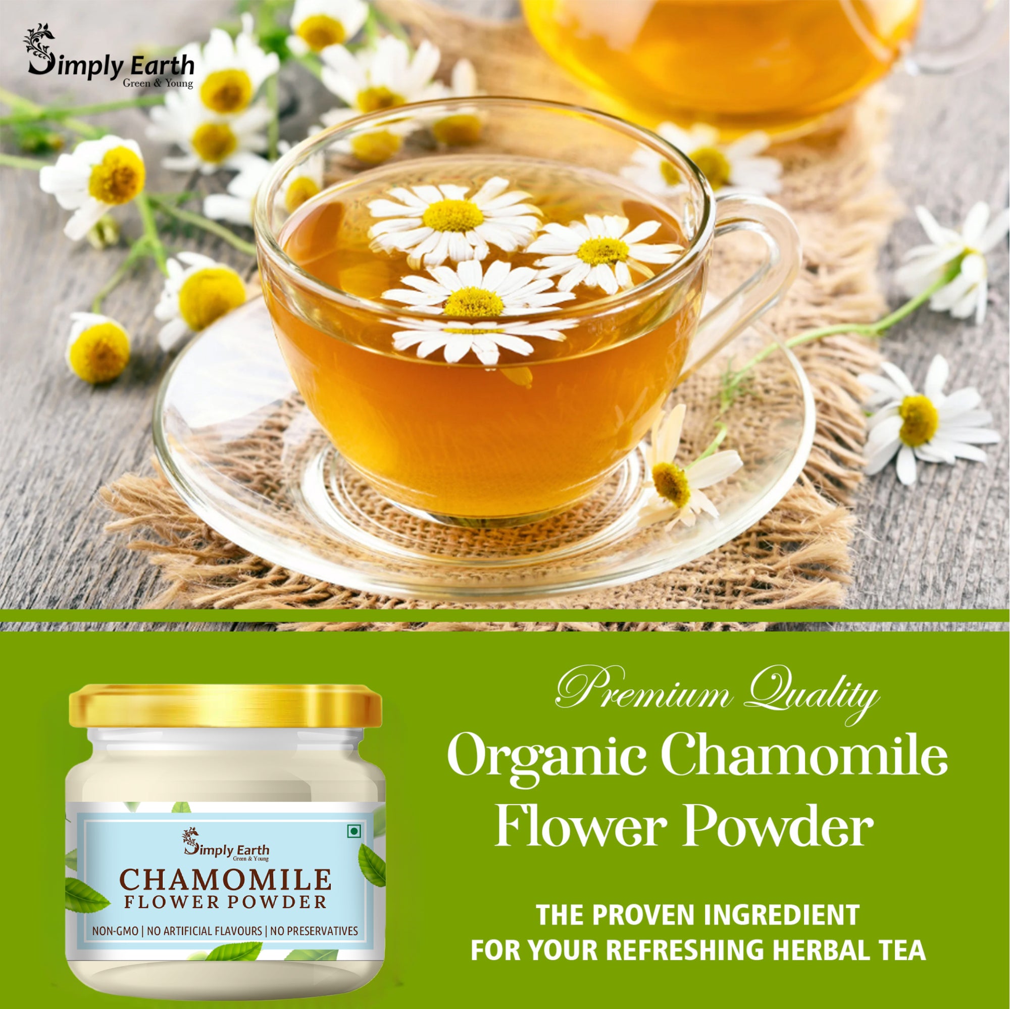 Simply Earth organic Chamomile Flower Powder - 100 GM
