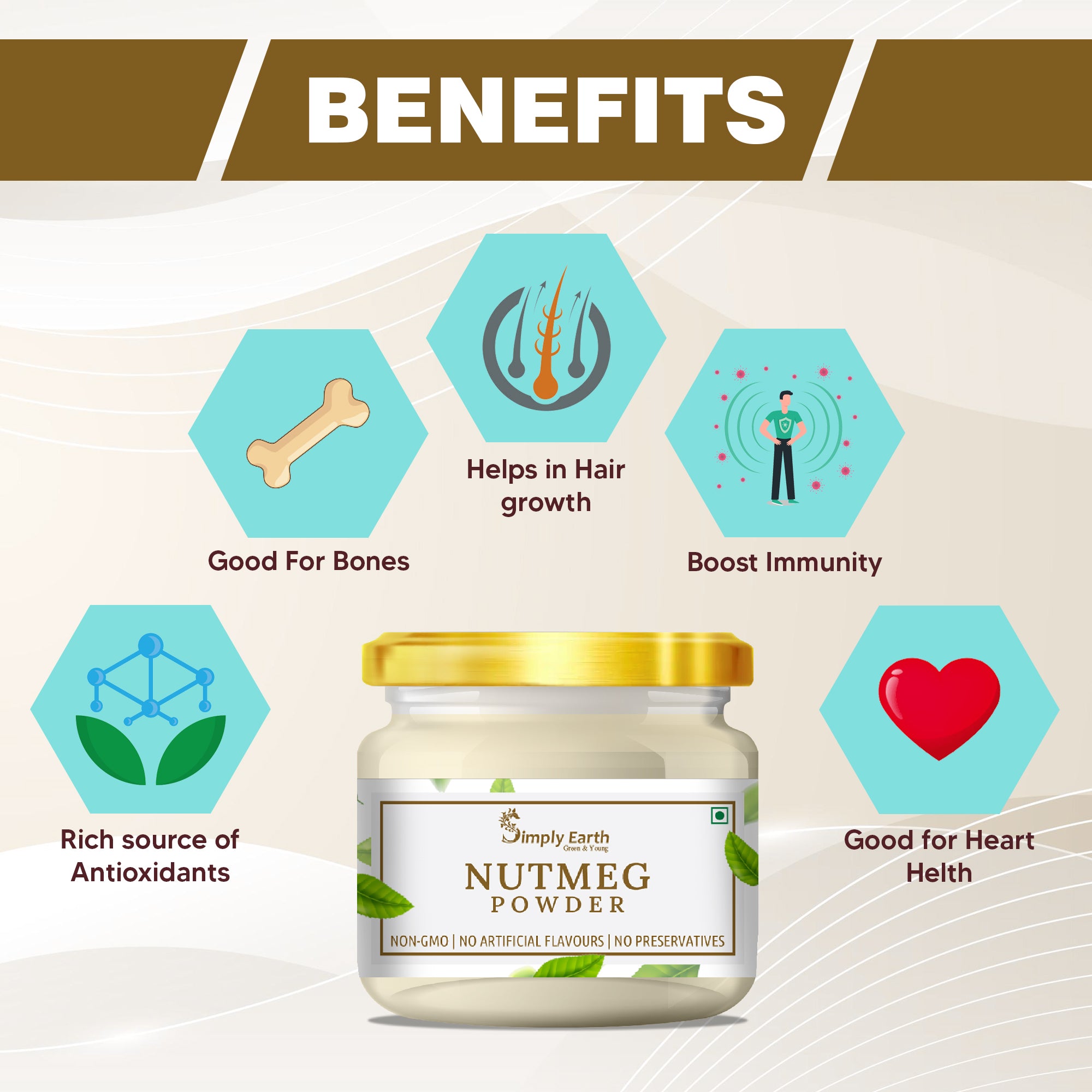 Simply Earth Nutmeg Powder - 100 GM