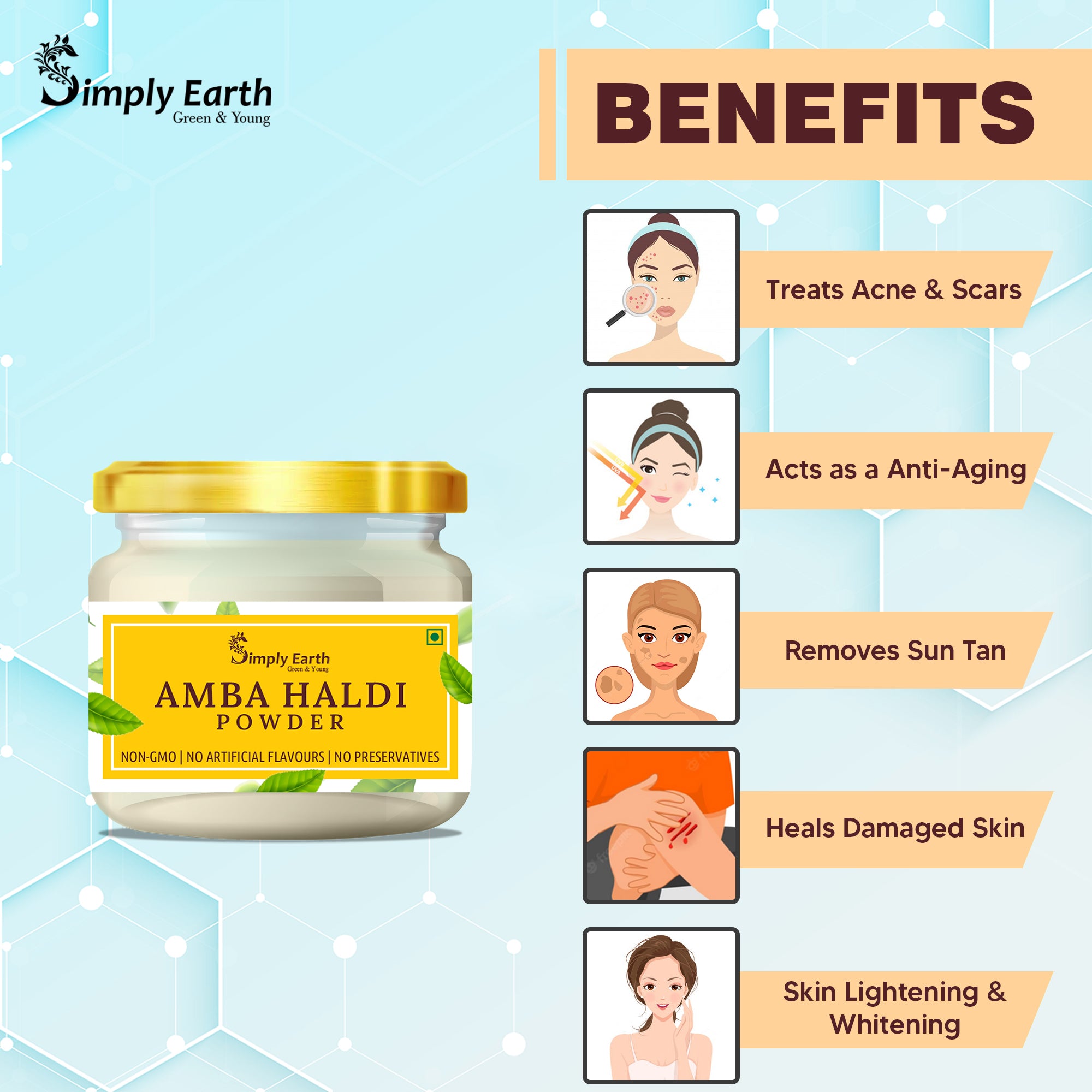 Simply Earth Pure & Natural Amba Haldi Powder - 100 GM