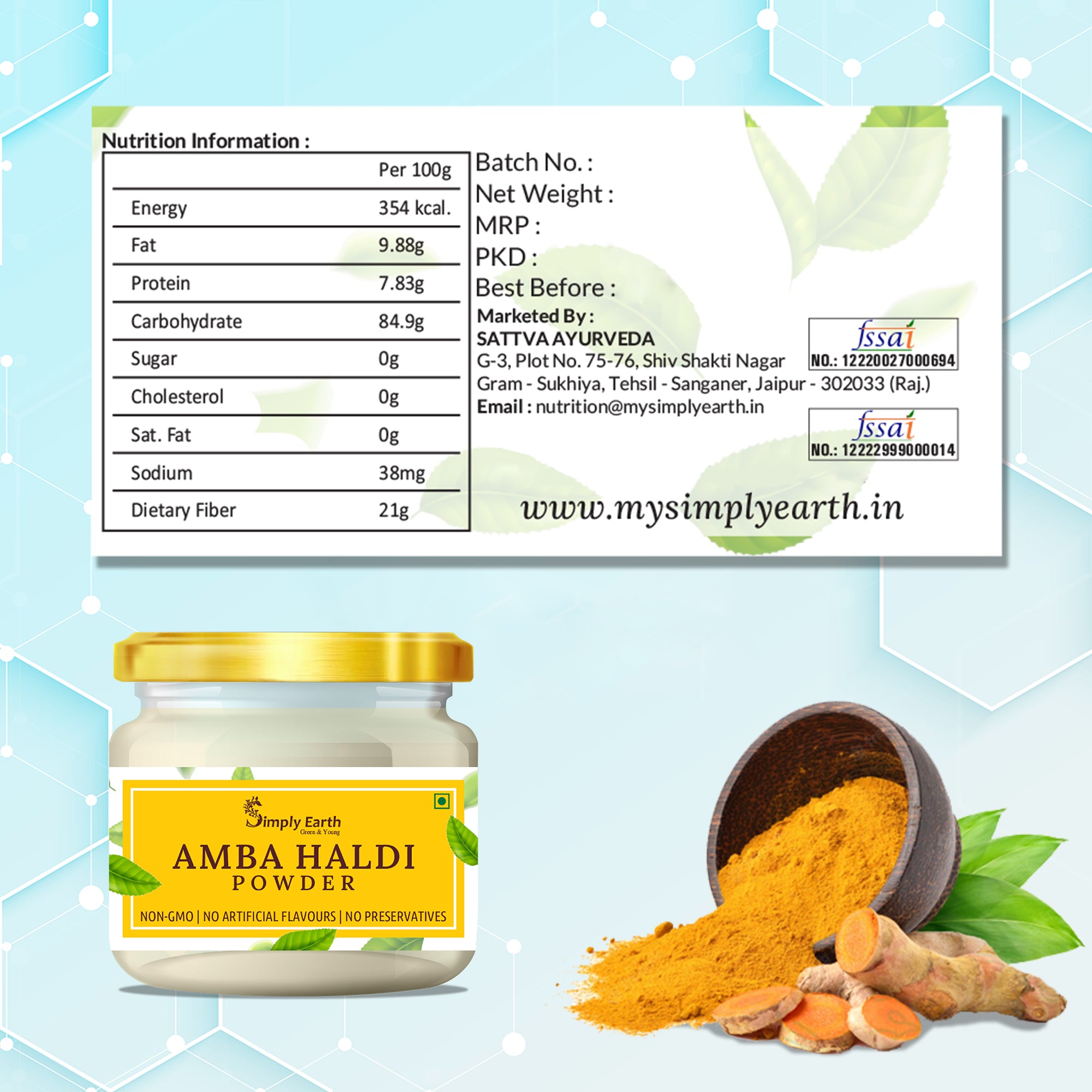 Simply Earth Pure & Natural Amba Haldi Powder - 100 GM