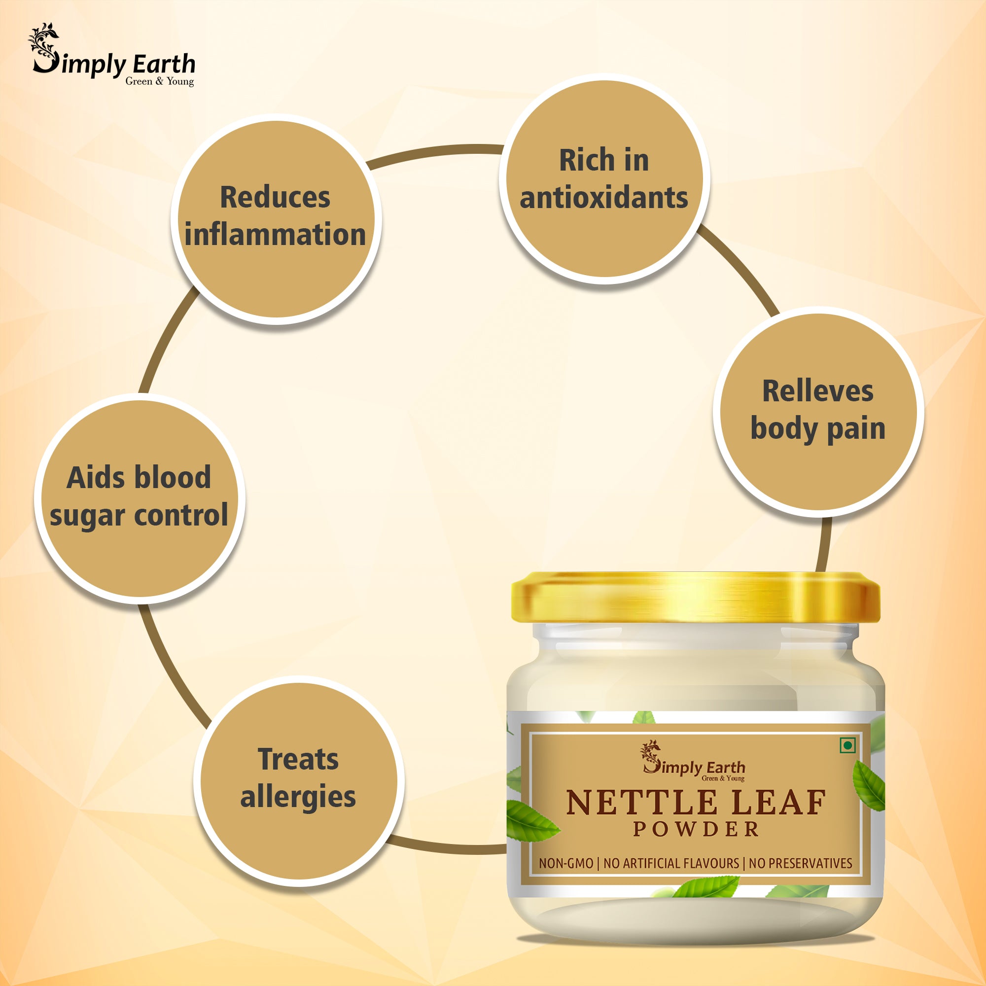 Simply Earth Organic Nettle Dried Leaves powder - 100 GM