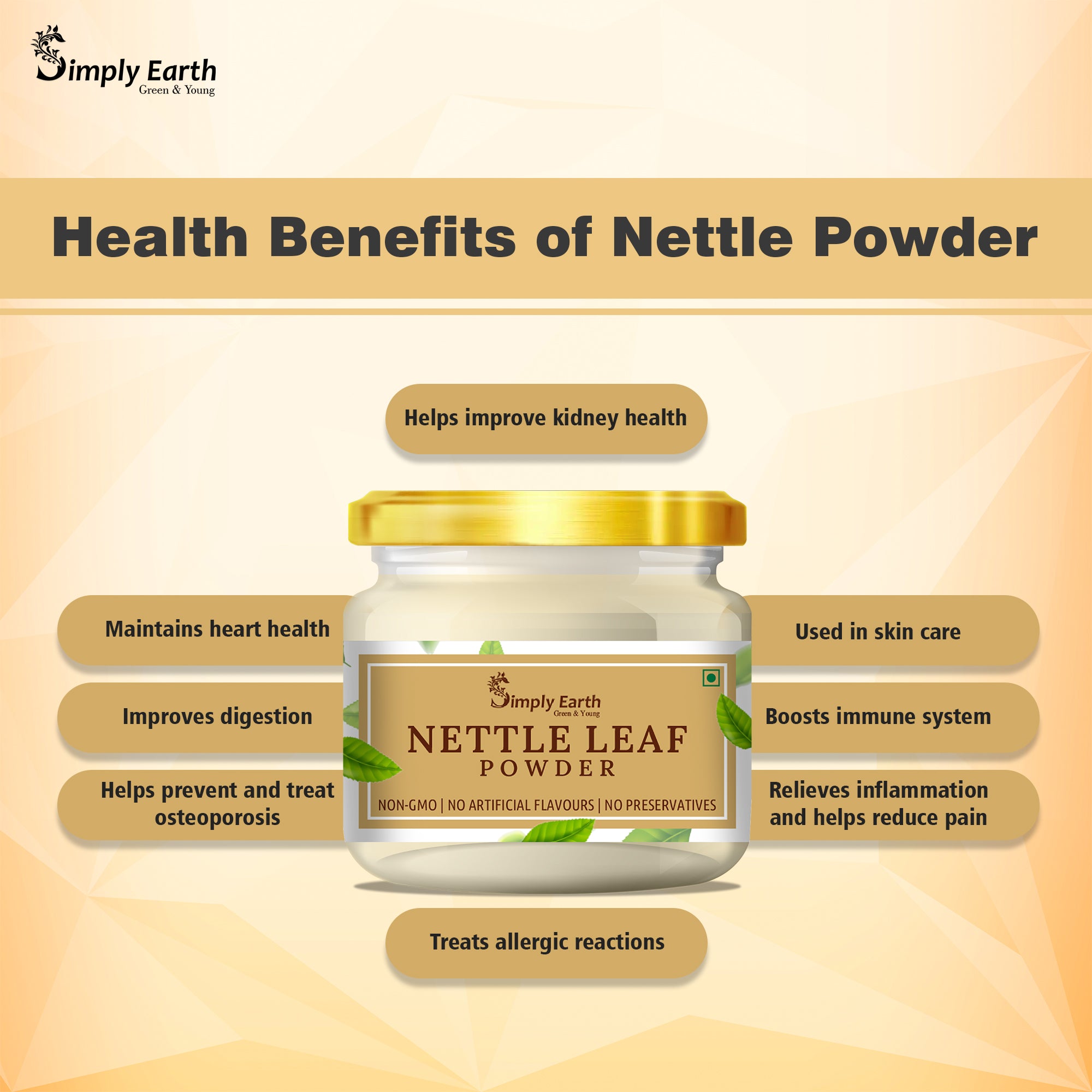 Simply Earth Organic Nettle Dried Leaves powder - 100 GM