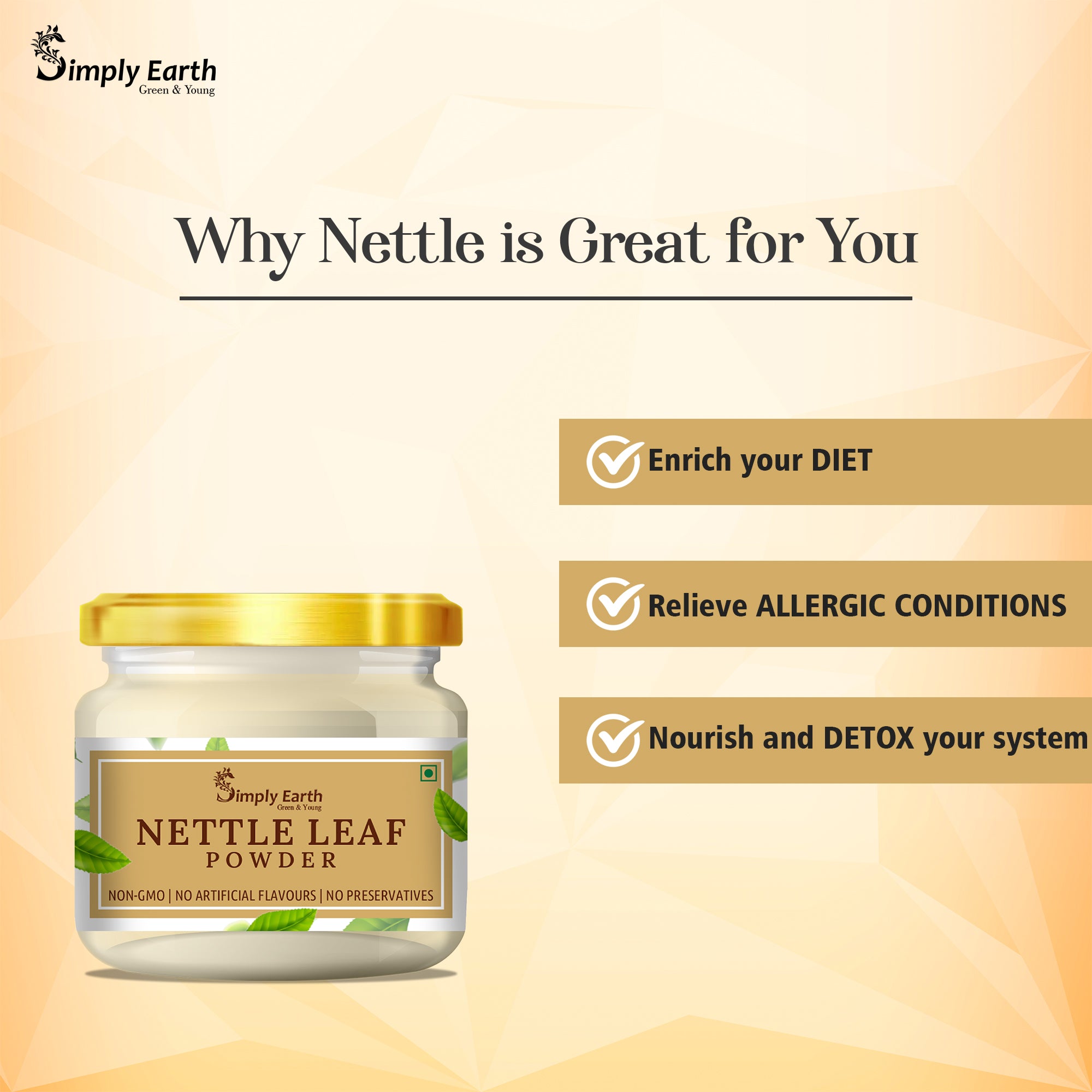 Simply Earth Organic Nettle Dried Leaves powder - 100 GM