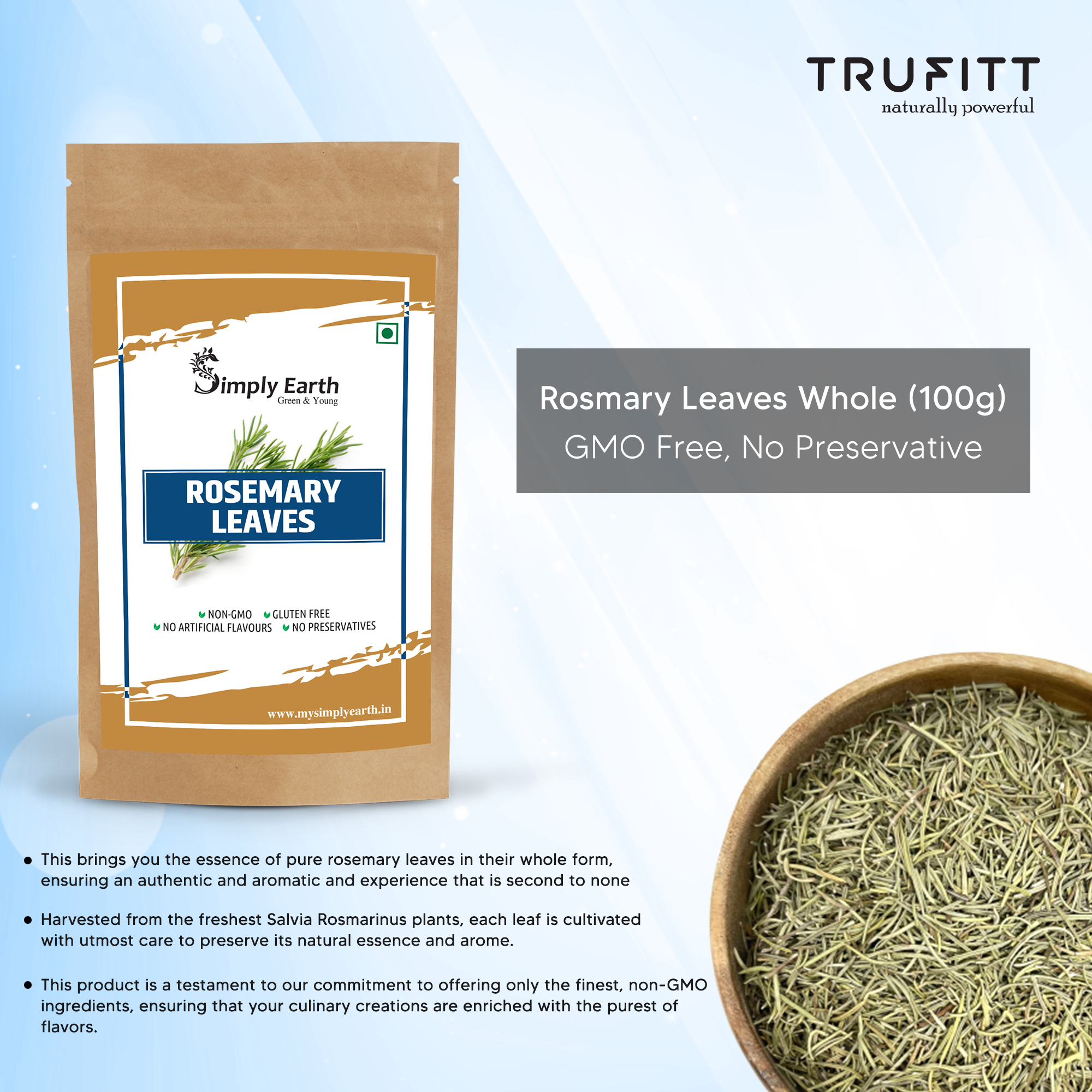 Simply Earth Rosemary Dried Leaves For Hair Growth- 100 GM