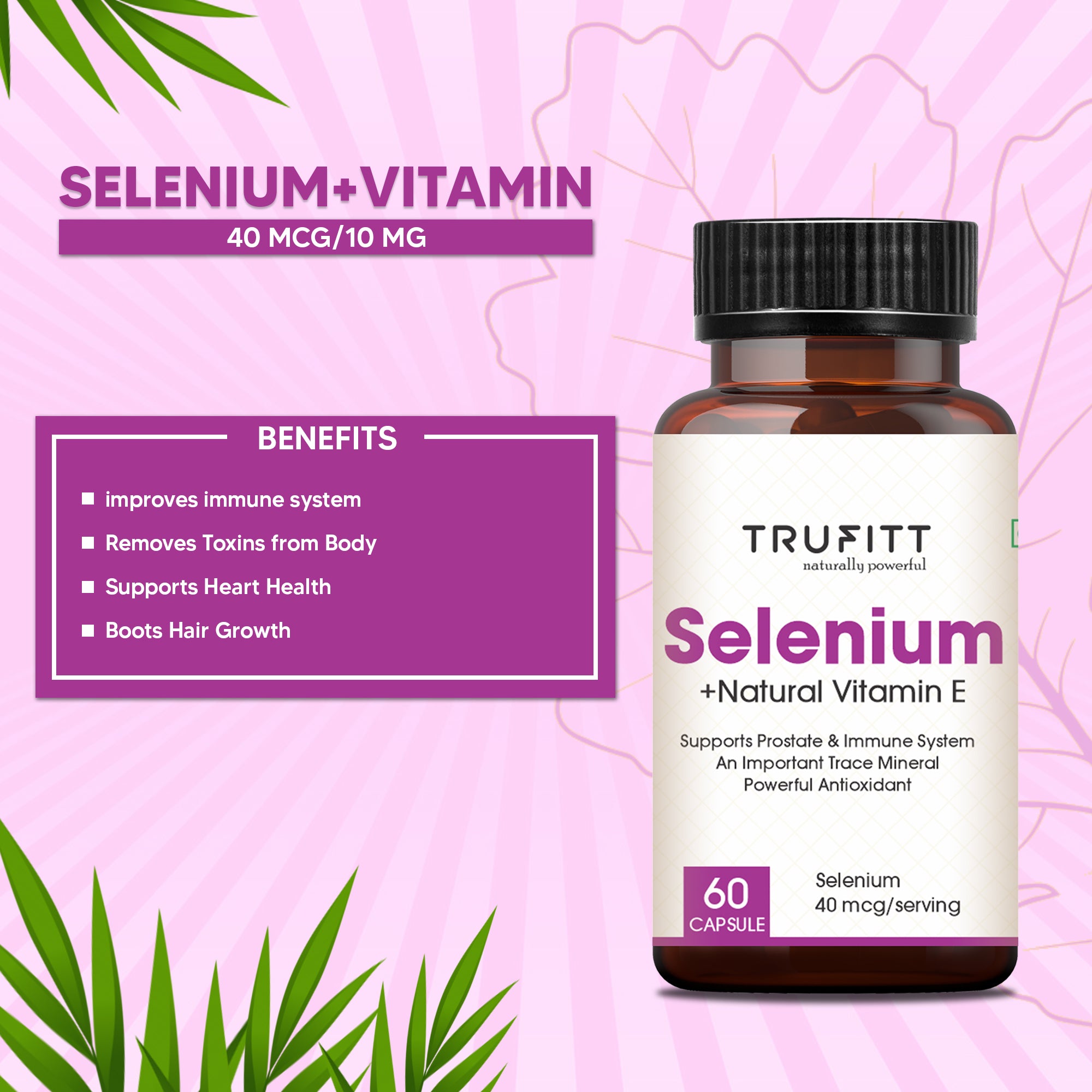 Simply Earth Rosemary Dried Leaves For HairTrufitt Selenium Capsules 40mcg + Vitamin E 10 MG Growth- 100 GM