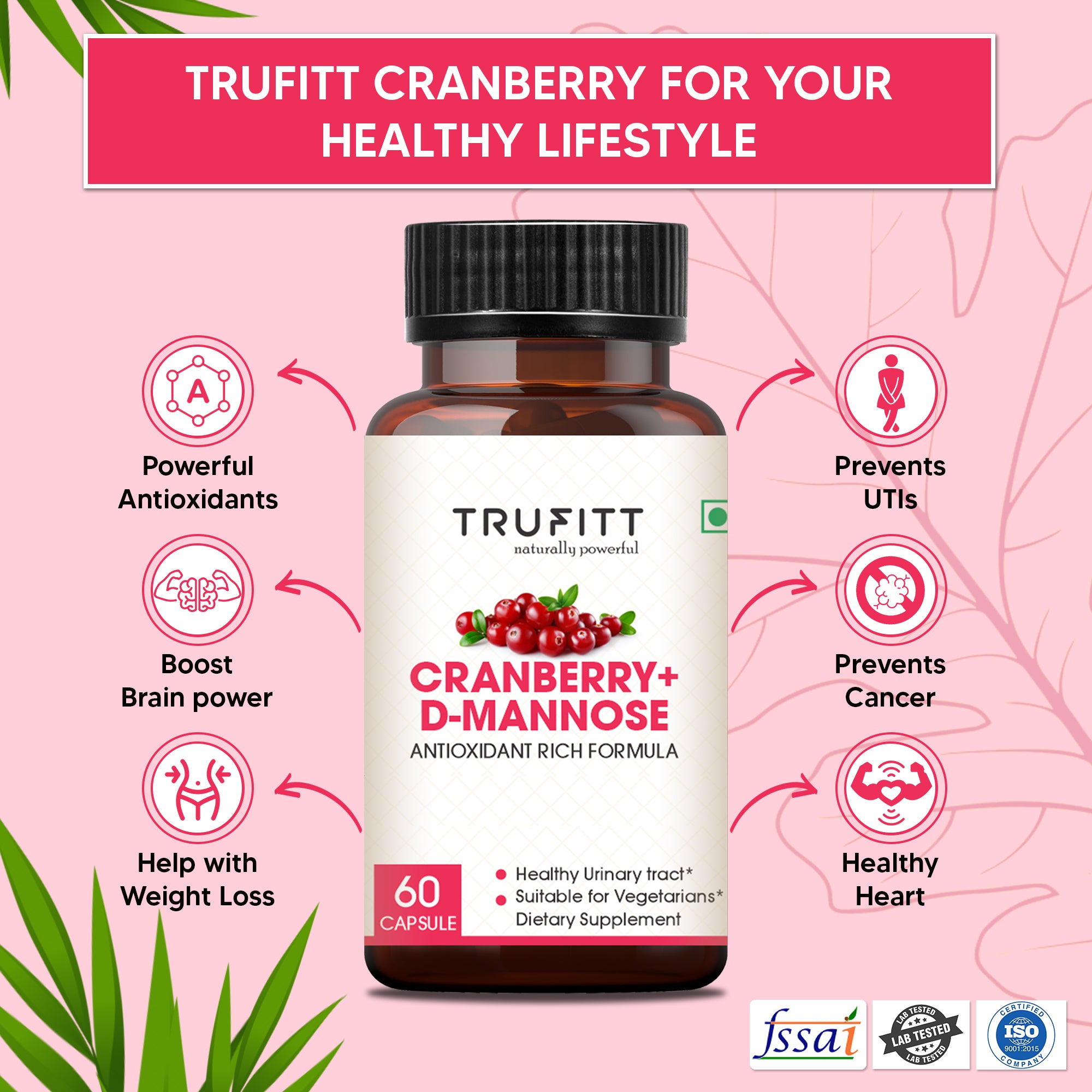 Trufitt Nutrition Trufitt Cranberry + D-Mannose Antioxidant - 60 Capsules
