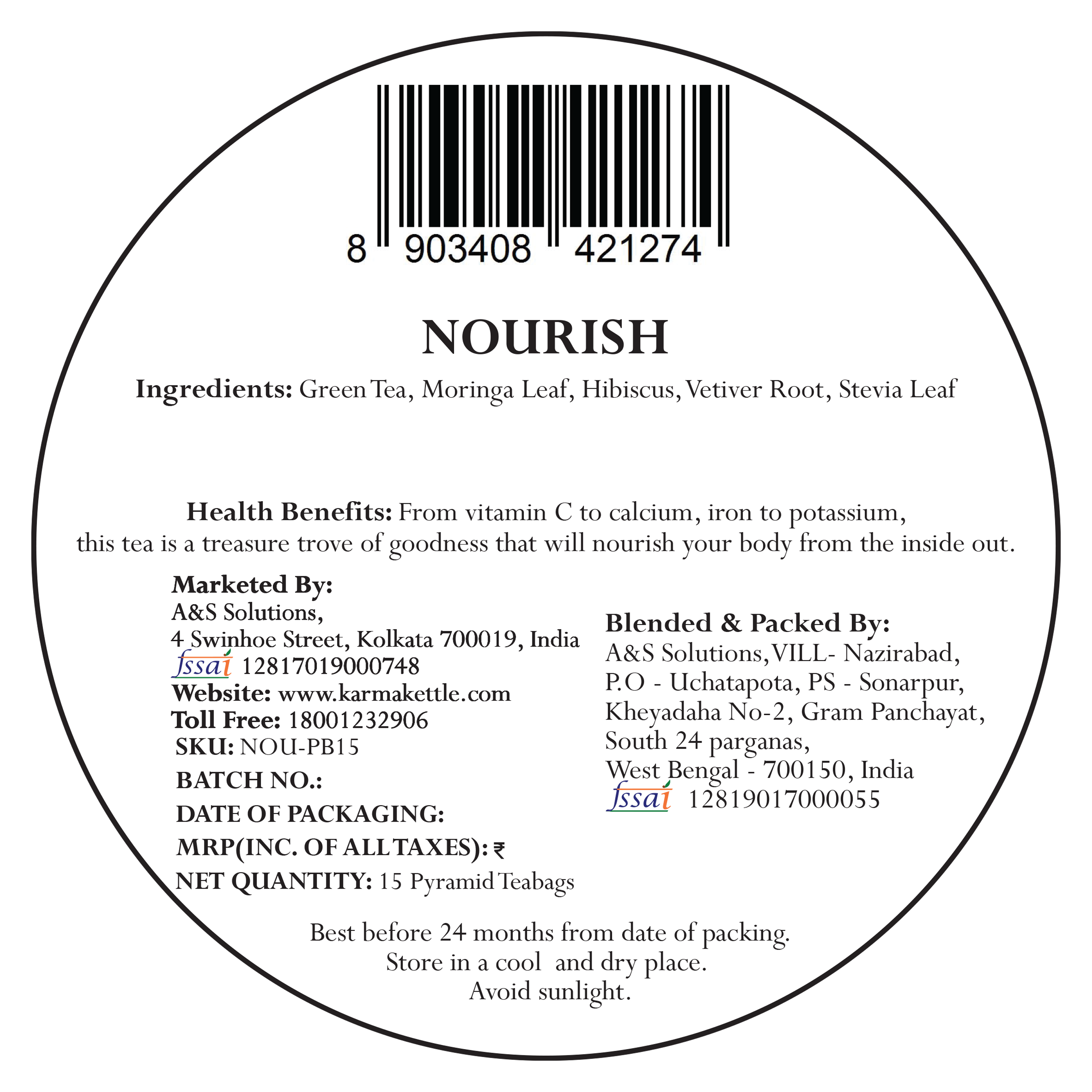 Karma Kettle Moringa Tea- Nourish 30g (15 Tea Bags)