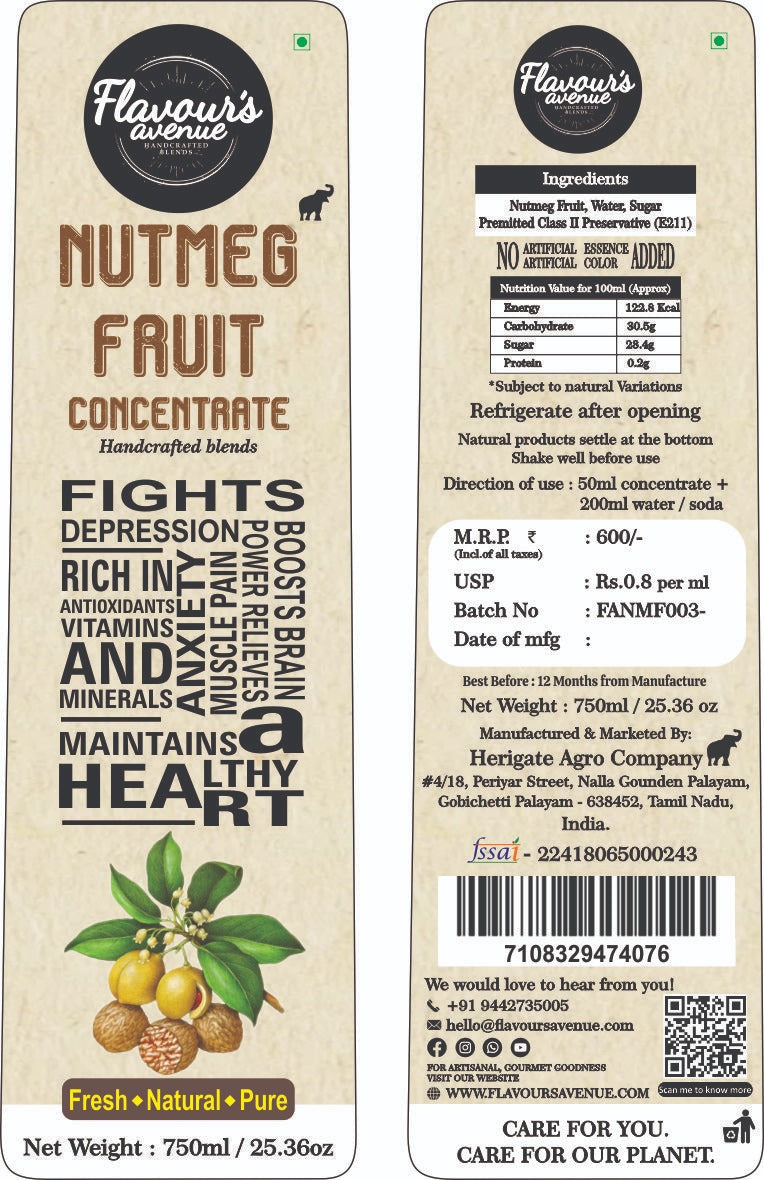 Flavours Avenue Nutmeg Fruit Concentrate 750ml