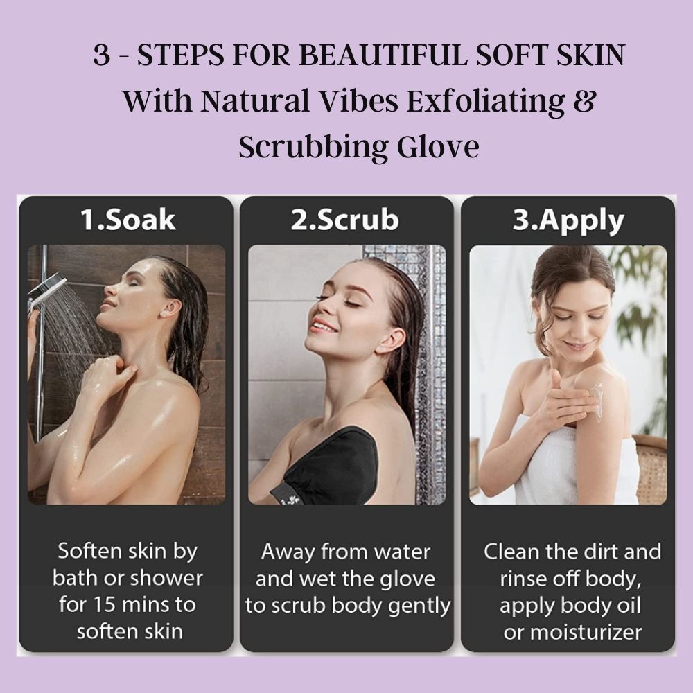 Natural Vibes Deep Cleanse & Exfoliating Routine - Shower Gel Body Wash & Scrubbing Glove 300 ml