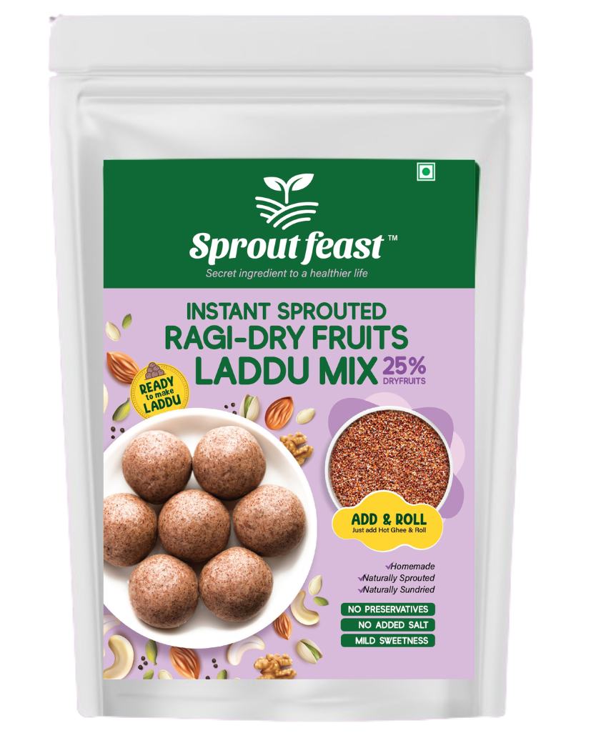 Sprout Feast Instant Sprouted Ragi Dry fruits Laddu Mix 250g