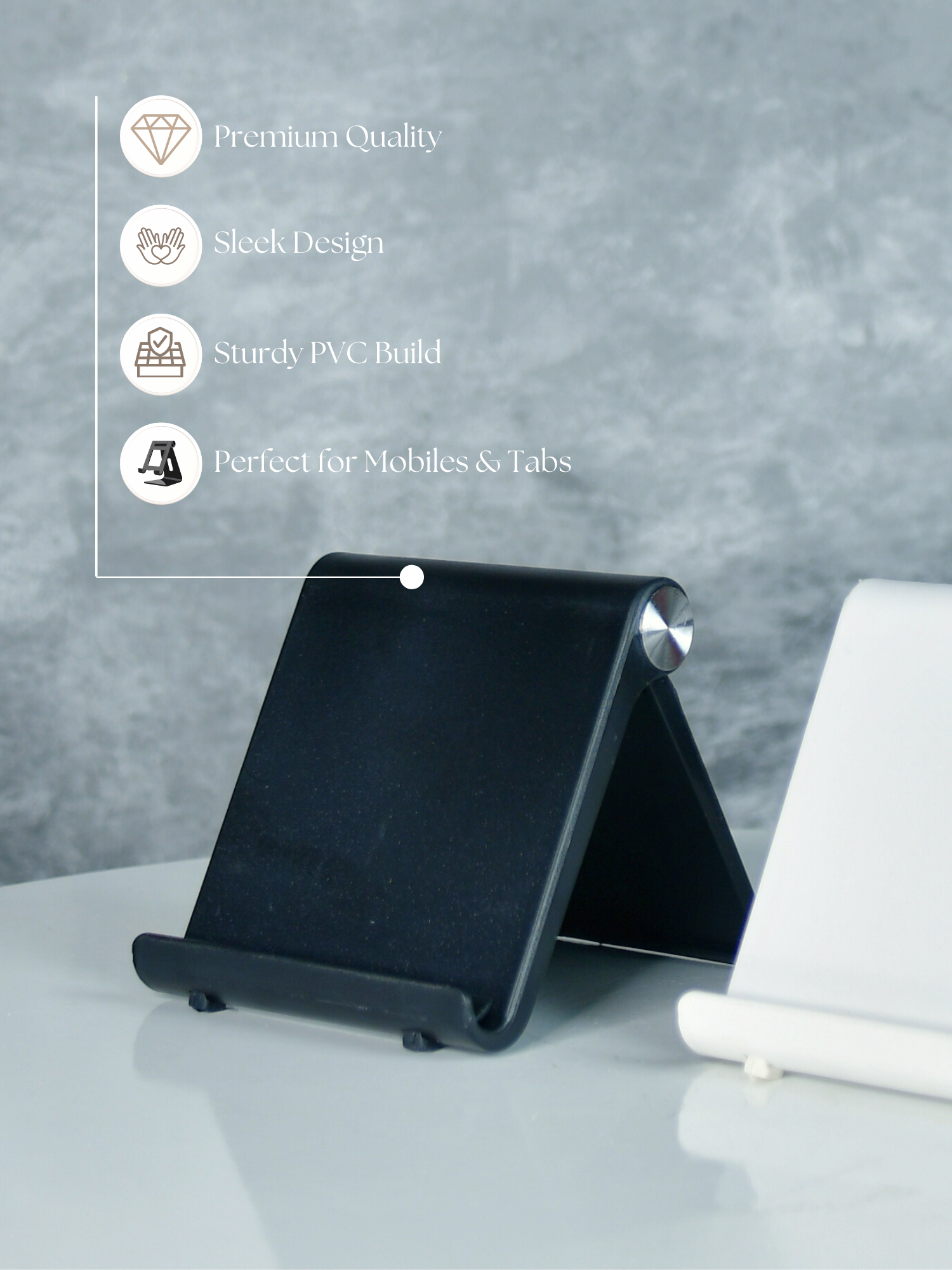 Sowpeace Trendy Adjustable Silver Tablet Stand with Black Hinges