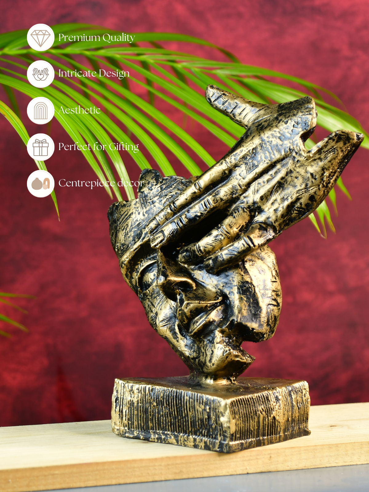 Sowpeace Resin Hand-on-Face Sculpture – Trendy Home Decor Accent & Unique Gift Idea
