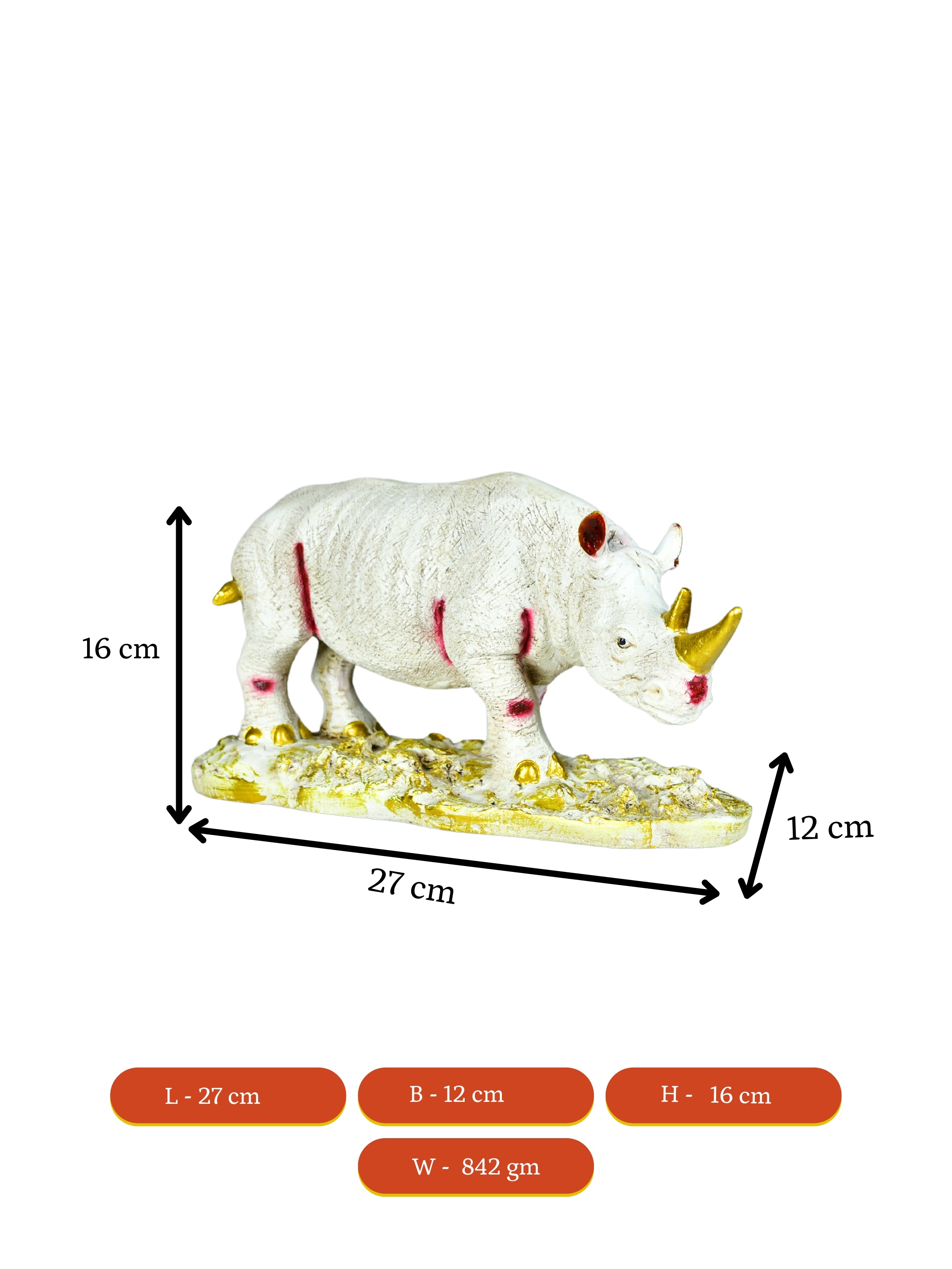 Sowpeace Resin White Rhino Decor