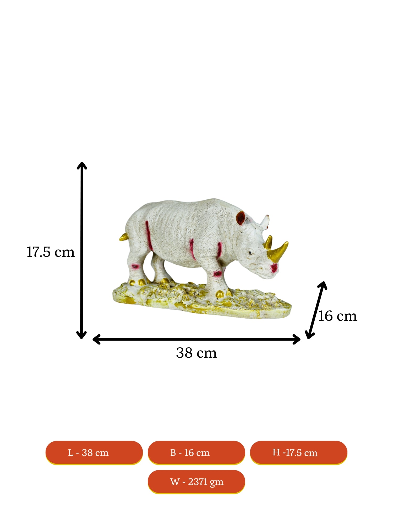 Sowpeace Resin White Rhino Decor