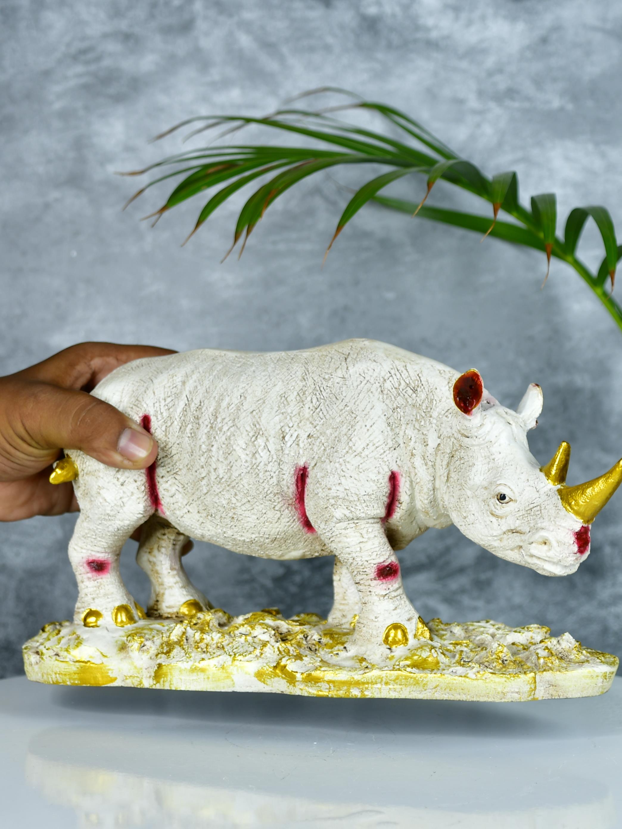 Sowpeace Resin White Rhino Decor