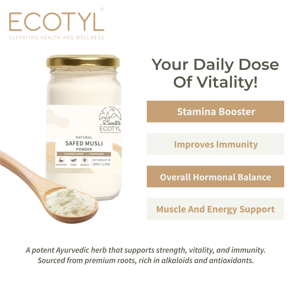 Ecotyl Safed Musli Powder | Boosts Stamina & Immunity | Ayurvedic Herb | 100g