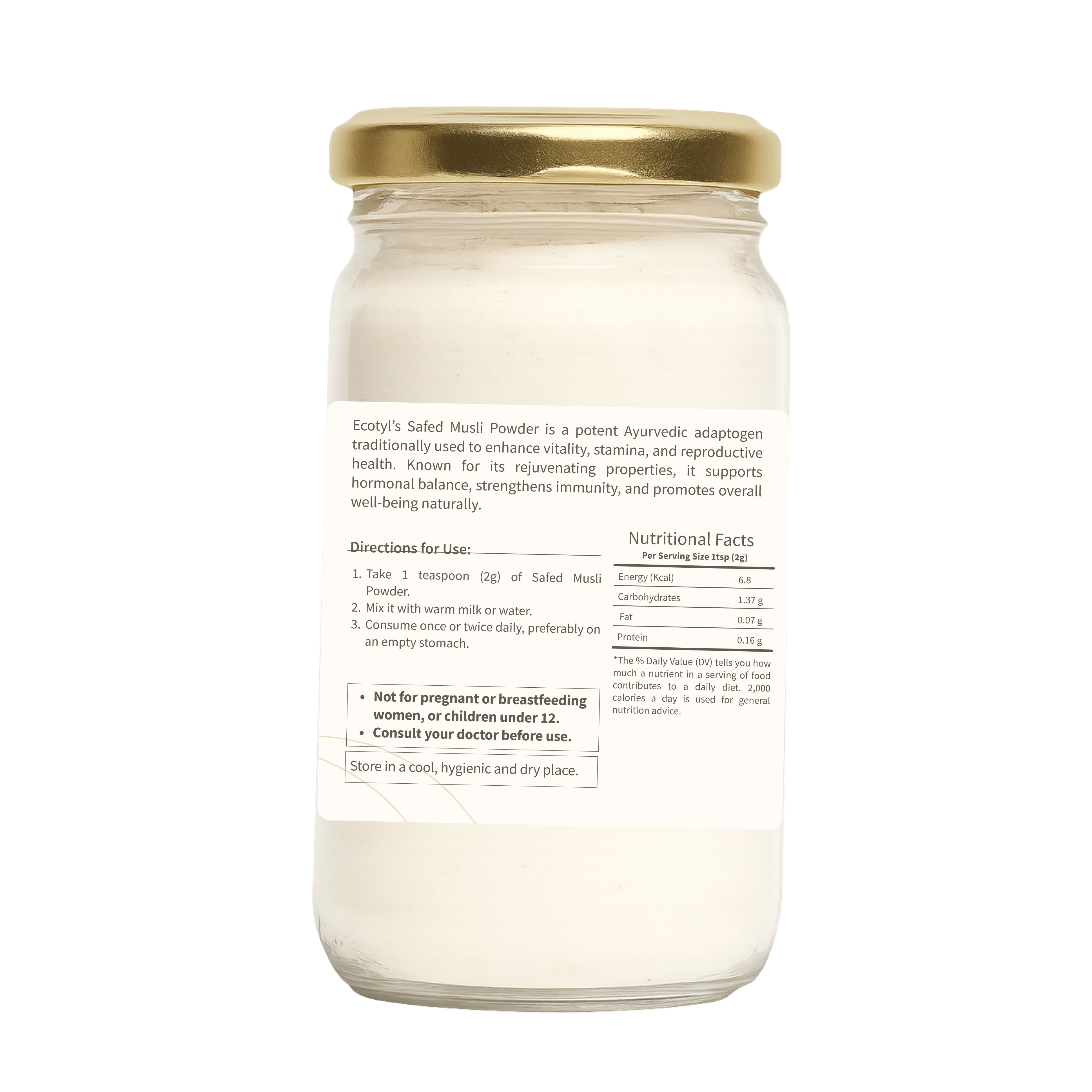 Ecotyl Safed Musli Powder | Boosts Stamina & Immunity | Ayurvedic Herb | 100g