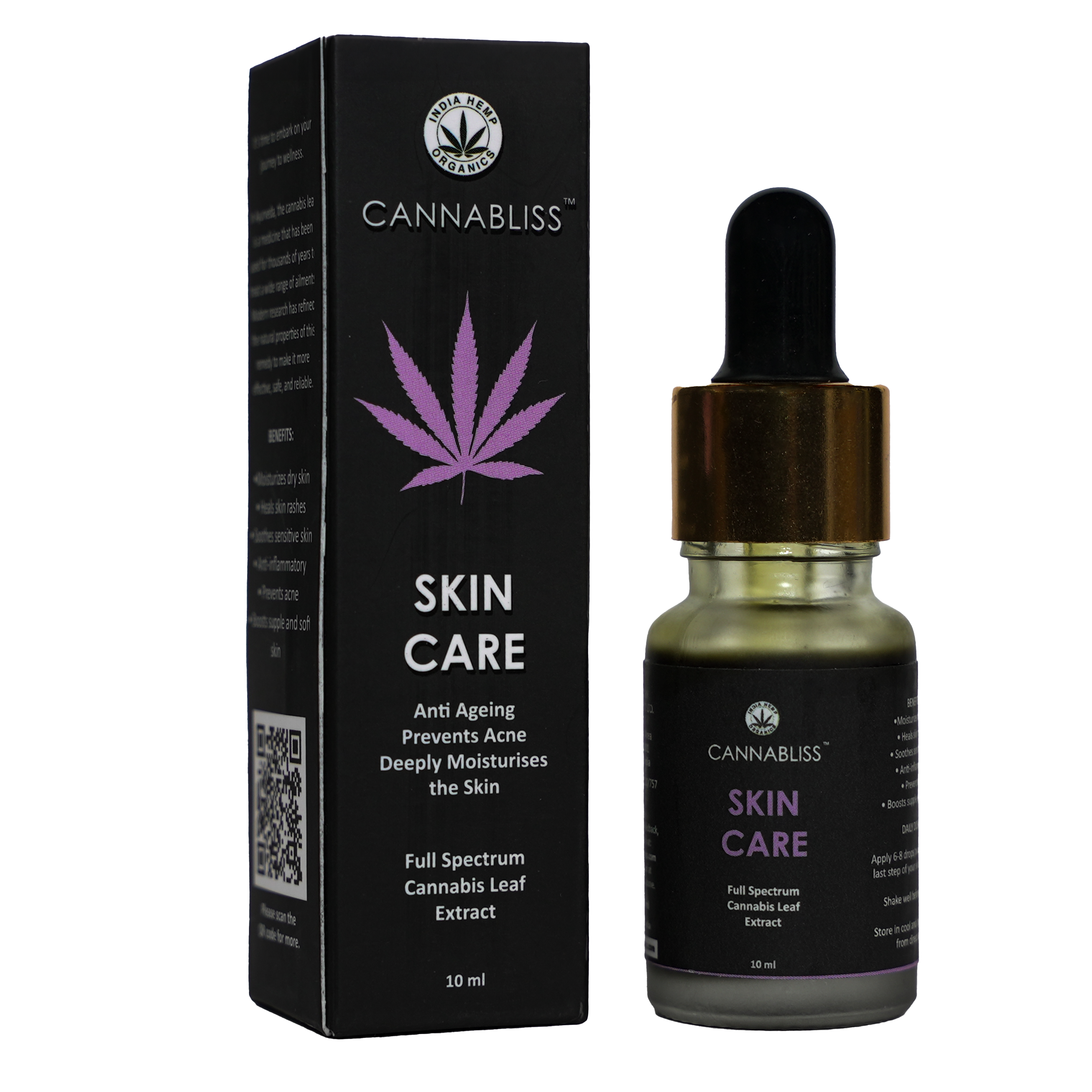 India Hemp CannaBliss SKIN CARE (with 0.5% Cannabis Leaf Extract + Argan & Rosehip - Oil + Hemp Seed Oil) - 10 ML
