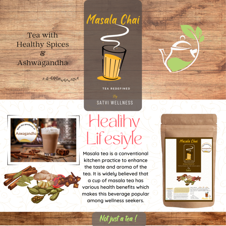 Satvi Wellness Masala Chai Black tea with Ashwagandha and healthy spices