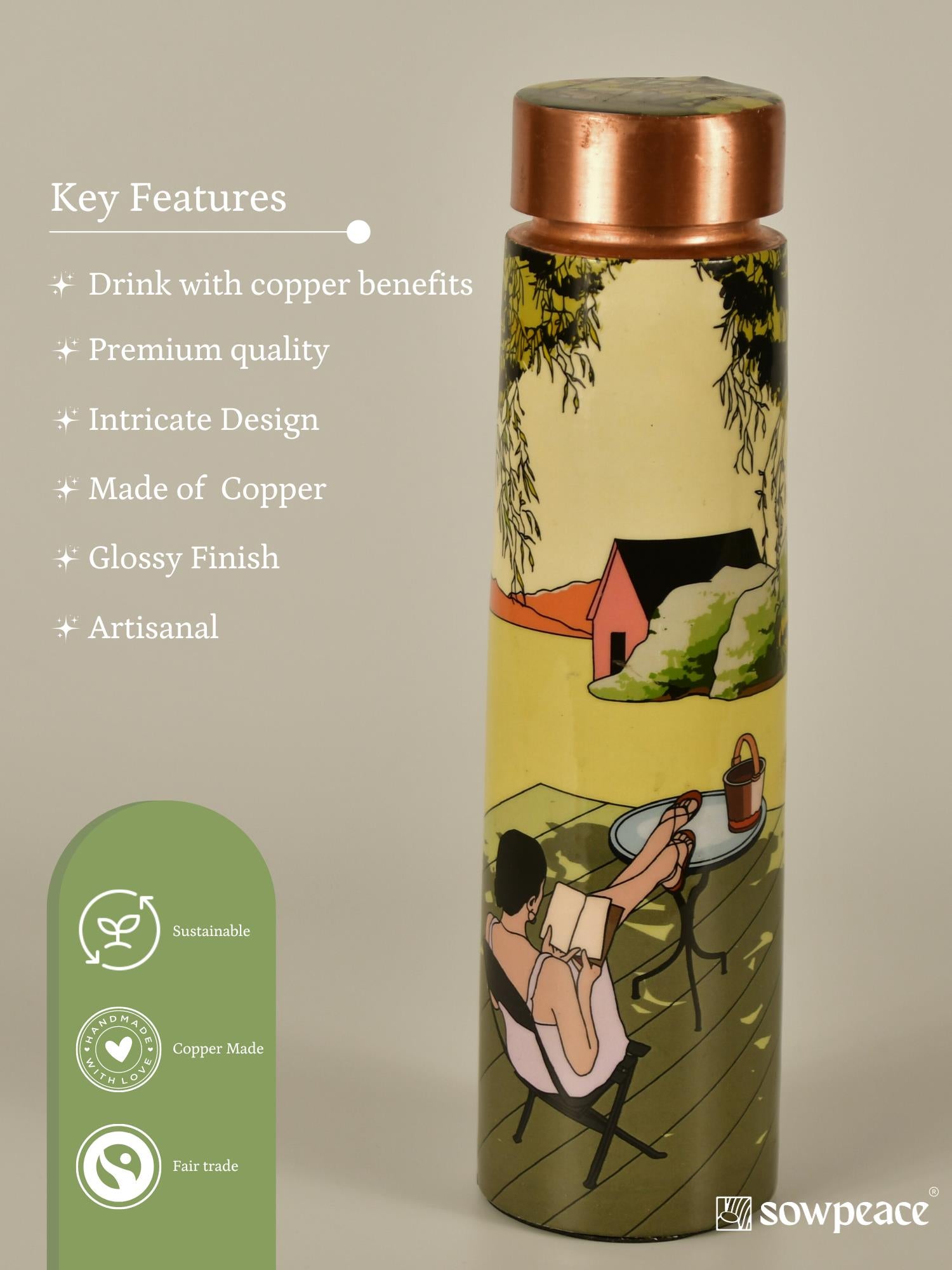 Sowpeace Outdoor lawn-inspired stylish copper bottle