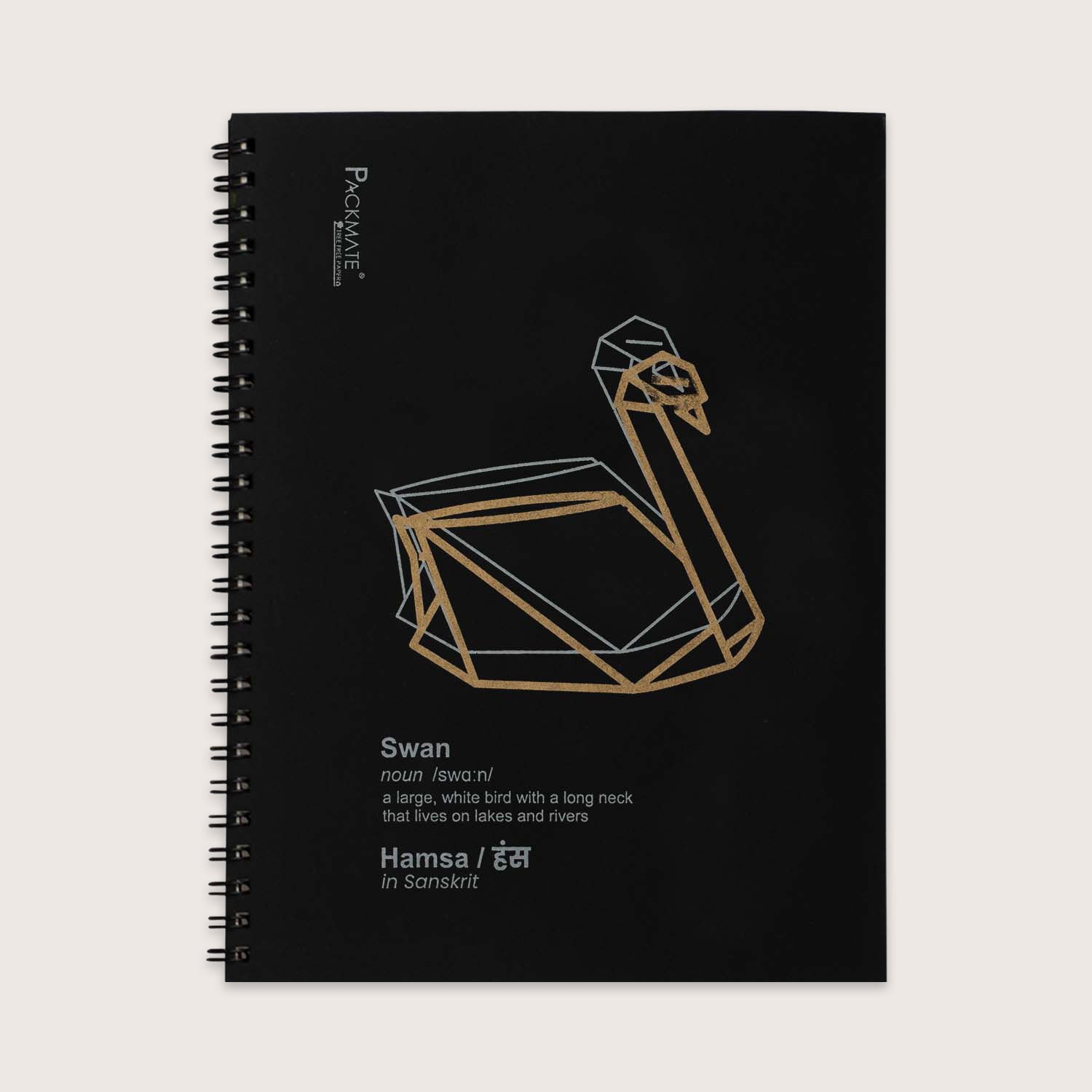 Packmate Spiral Notebook - (Pack of 5) Made From 100% Recycled Paper ( cover design: Origami Swan ) - (Pack of 5) Made From 100% Recycled Paper ( cover design: Origami Parrot) (Copy)