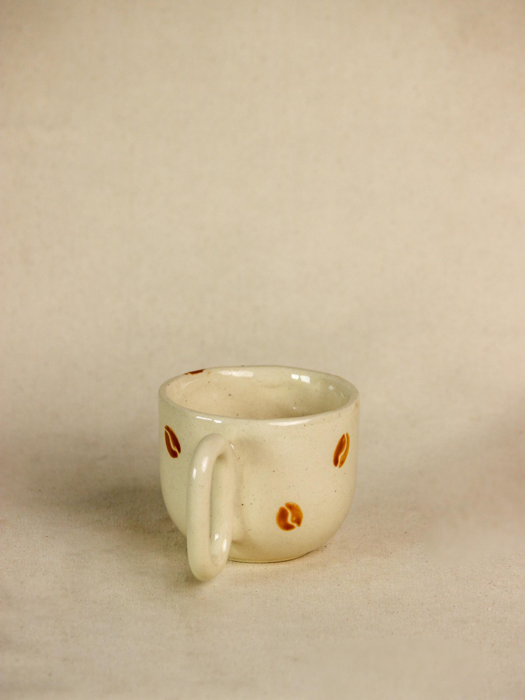 The Orby House White Ceramic Bean & Clay Coffee Mug
