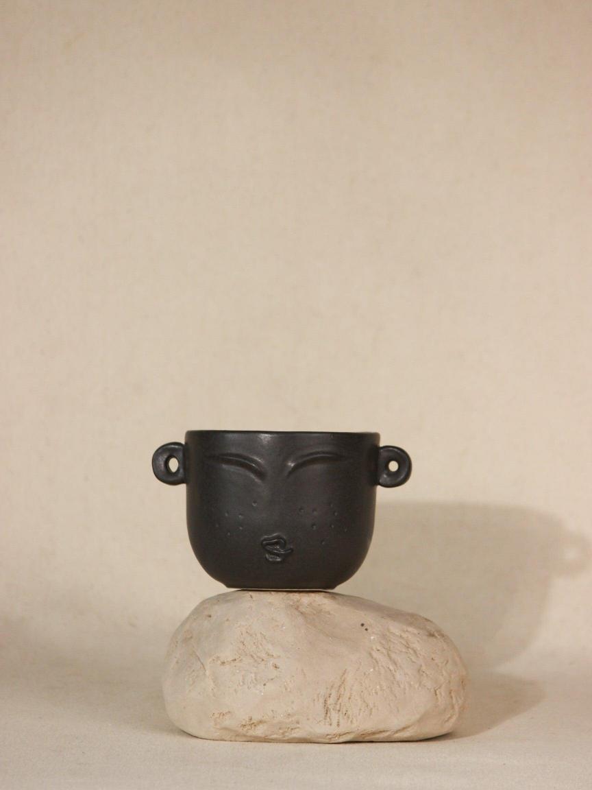 The Orby House The Sage Ceramic Face Black Coffee Mug