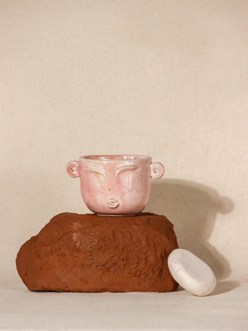 The Orby House The Sage Ceramic Face Pink Coffee Mug