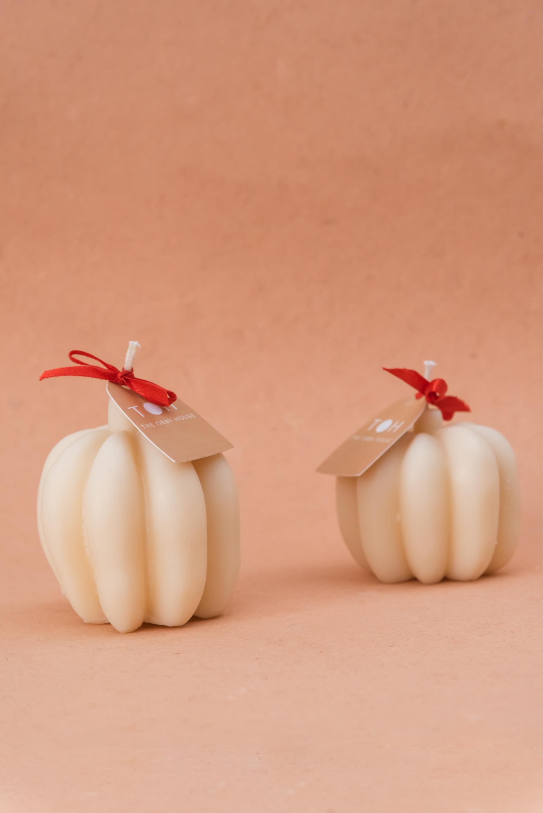 The Orby House Pumpkin Pillar Candle: Champagne Dream